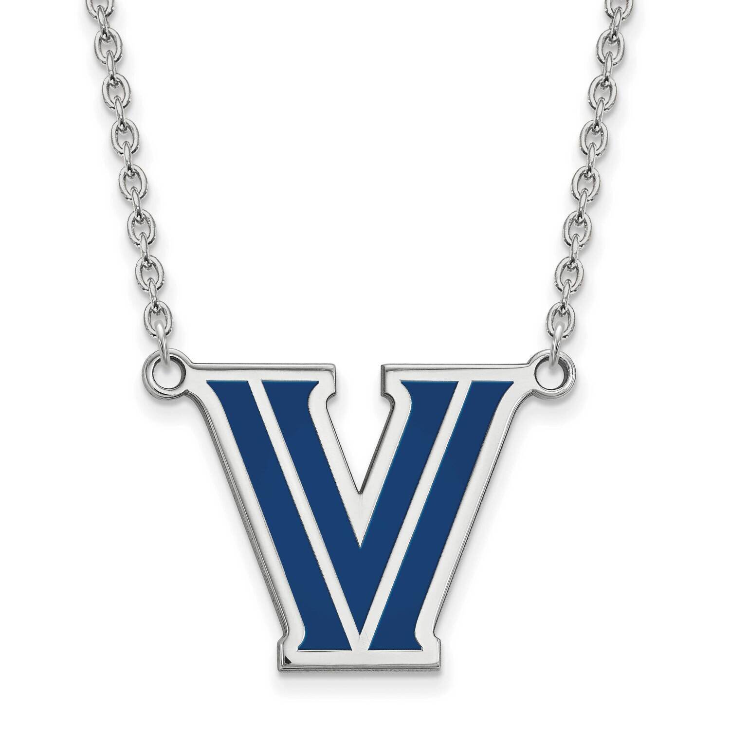 Villanova University Large Enamel Pendant with Necklac Sterling Silver Rhodium-plated SS010VIL-18