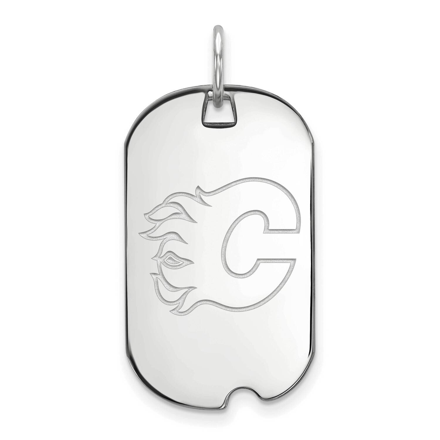 Calgary Flames Small Dog Tag Sterling Silver Rhodium-plated SS011FLA