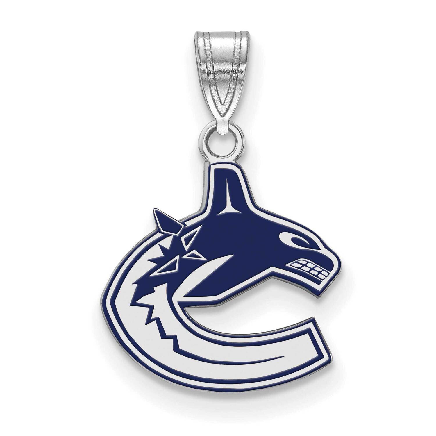 Vancouver Canucks Small Enamel Pendant Sterling Silver Rhodium-plated SS017CUC