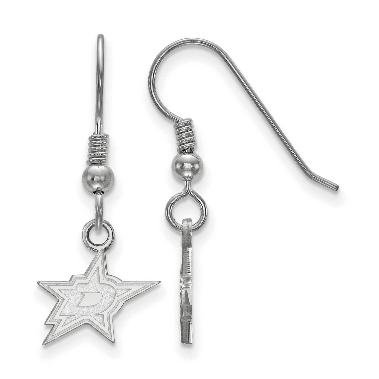 Dallas Stars Extra-Small Dangle Earrings Wire Sterling Silver Rhodium-plated SS018STA