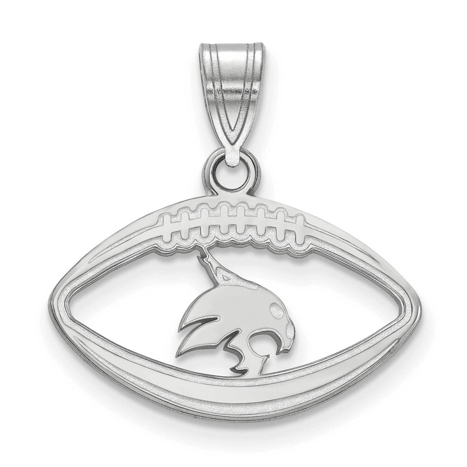 Texas State University Pendant In Football Sterling Silver Rhodium-plated SS019TST, MPN: SS019TST, …