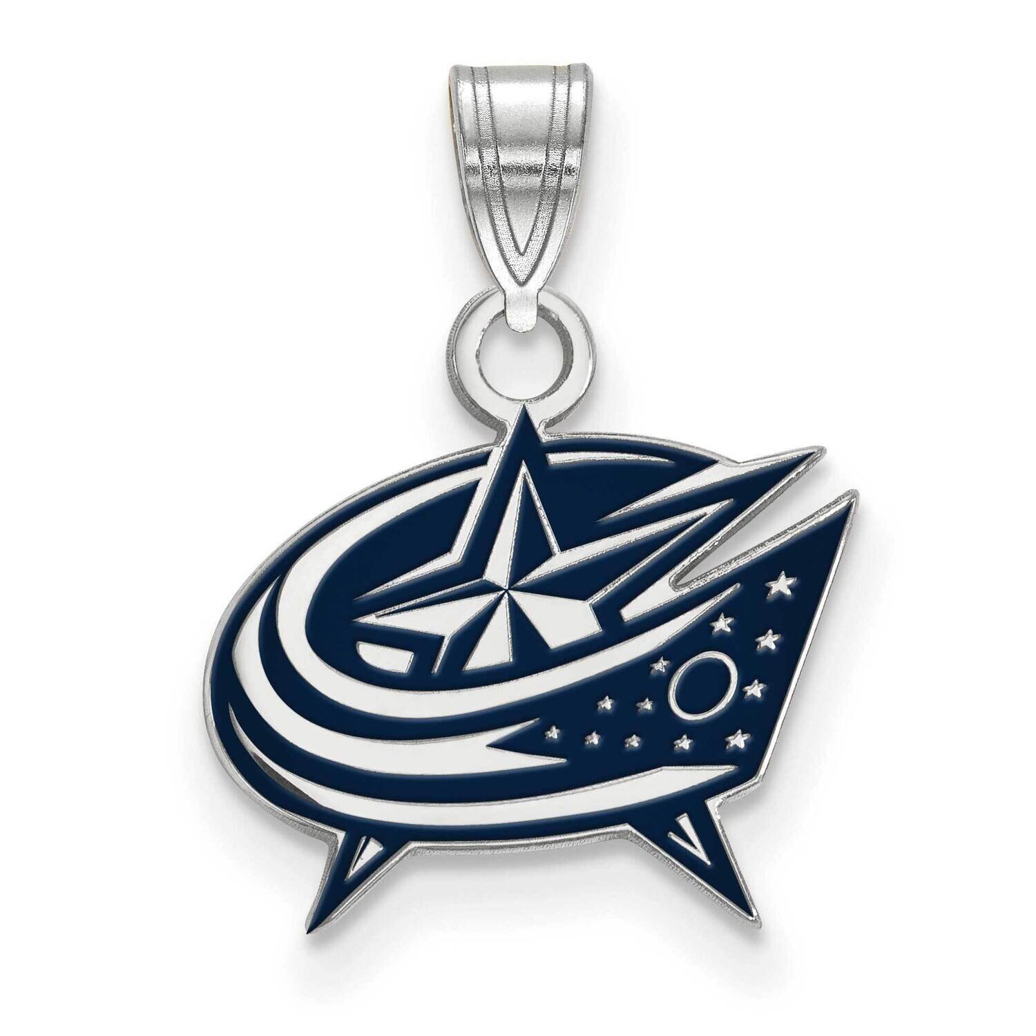 Columbus Blue Jackets Small Enamel Pendant Sterling Silver Rhodium-plated SS020BJA