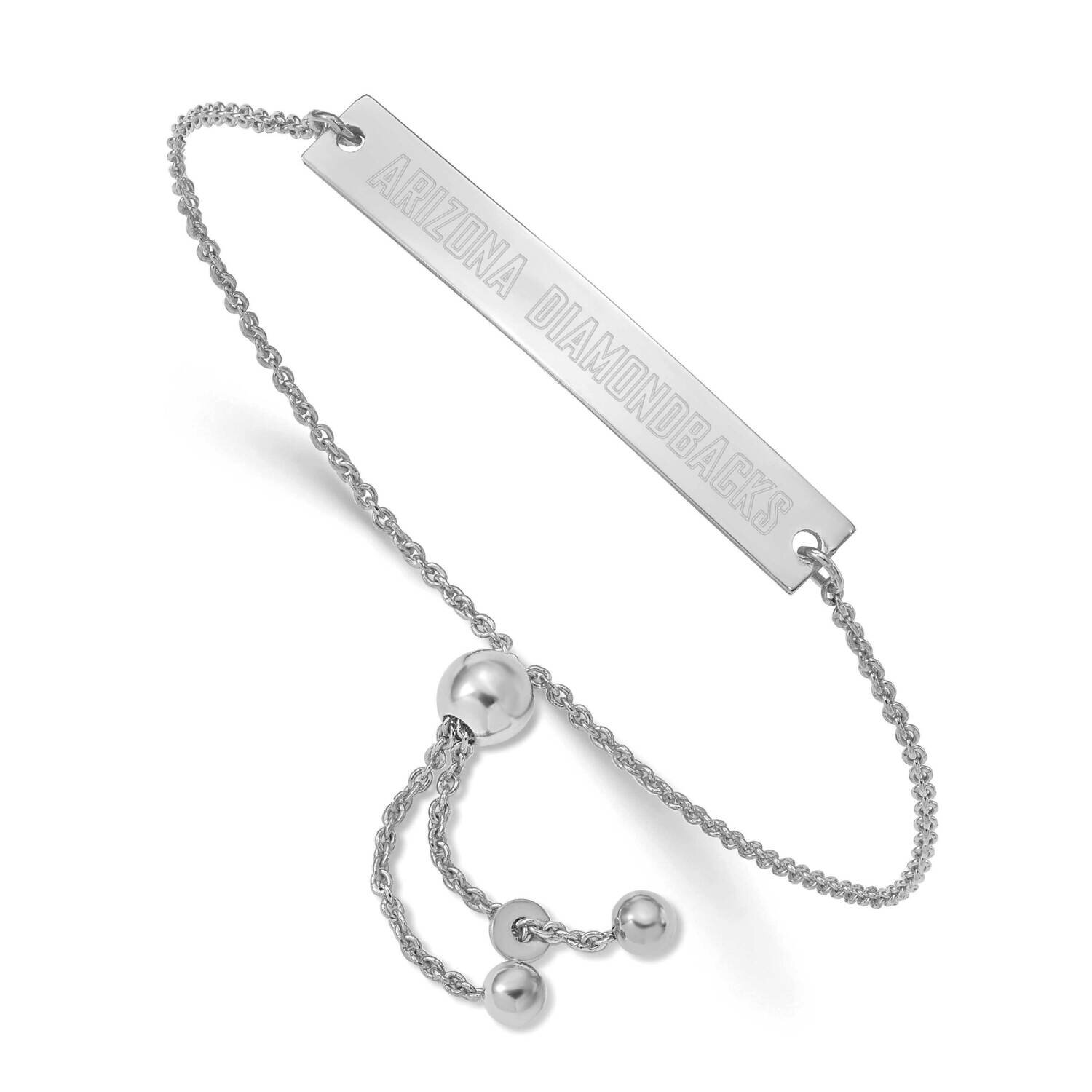 MLB Arizona Diamondbacks Small Bar Adjustable Bracelet Sterling Silver Rhodium-plated SS024DIA-9