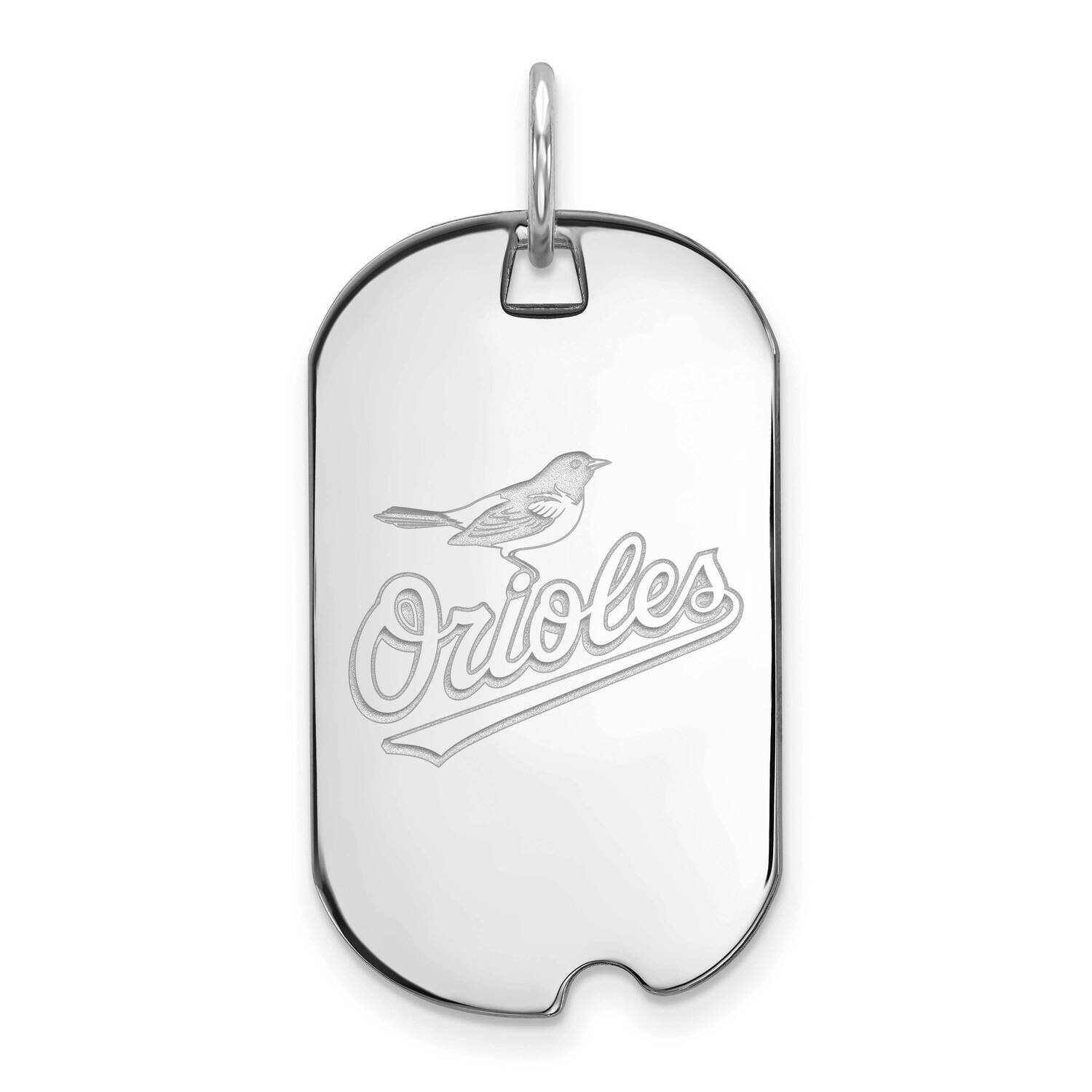 MLB Baltimore Orioles Small Dog Tag Pendant Sterling Silver Rhodium-plated SS024ORI
