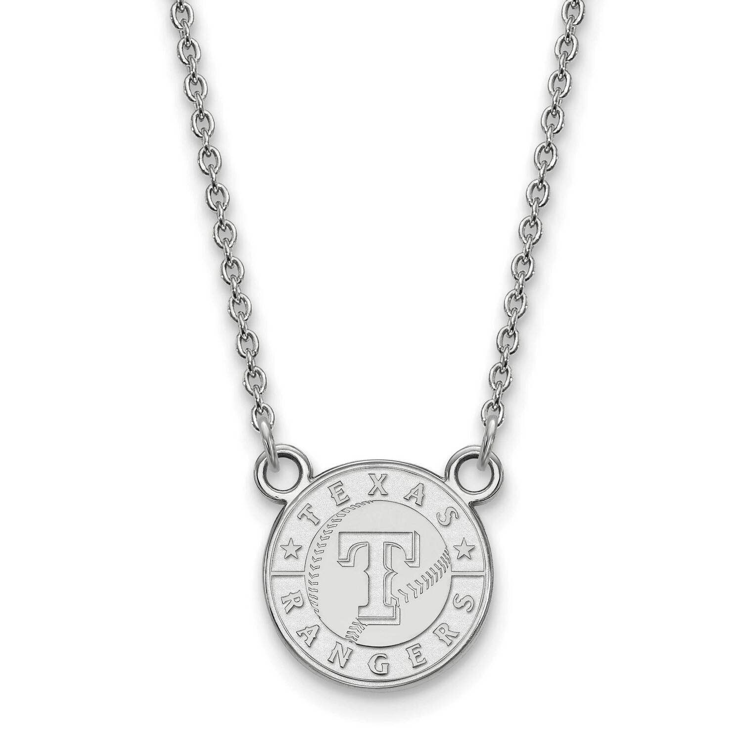 MLB Texas Rangers Small Pendant with Necklace Sterling Silver Rhodium-plated SS024RAN-18