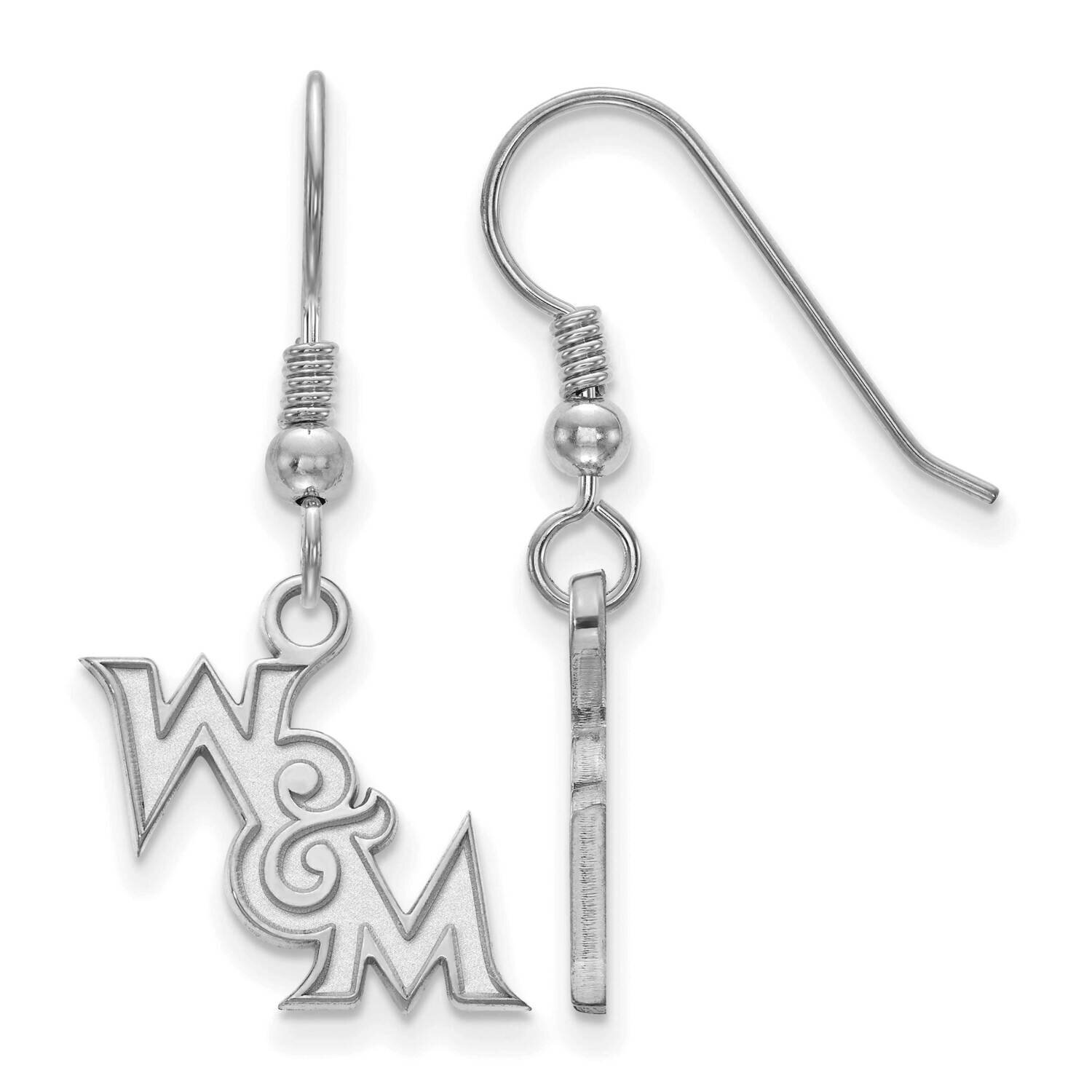 College of William & Mary Extra-Small Dangle Earrings Wire Sterling Silver Rhodium-plated SS025WMA
