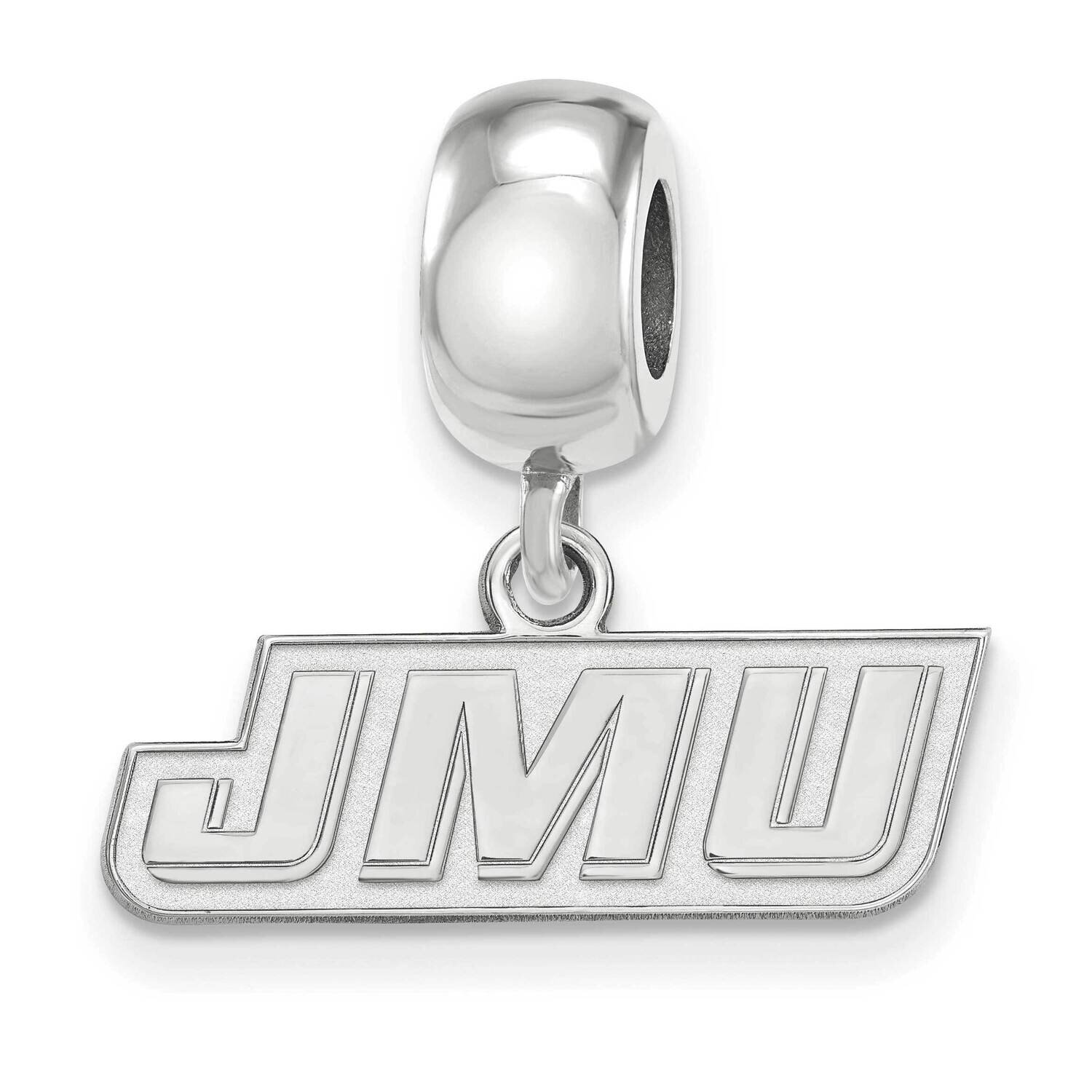James Madison University Foundation Bead Charm Extra-Small Dangle Sterling Silver Rhodium-plated SS026JMU