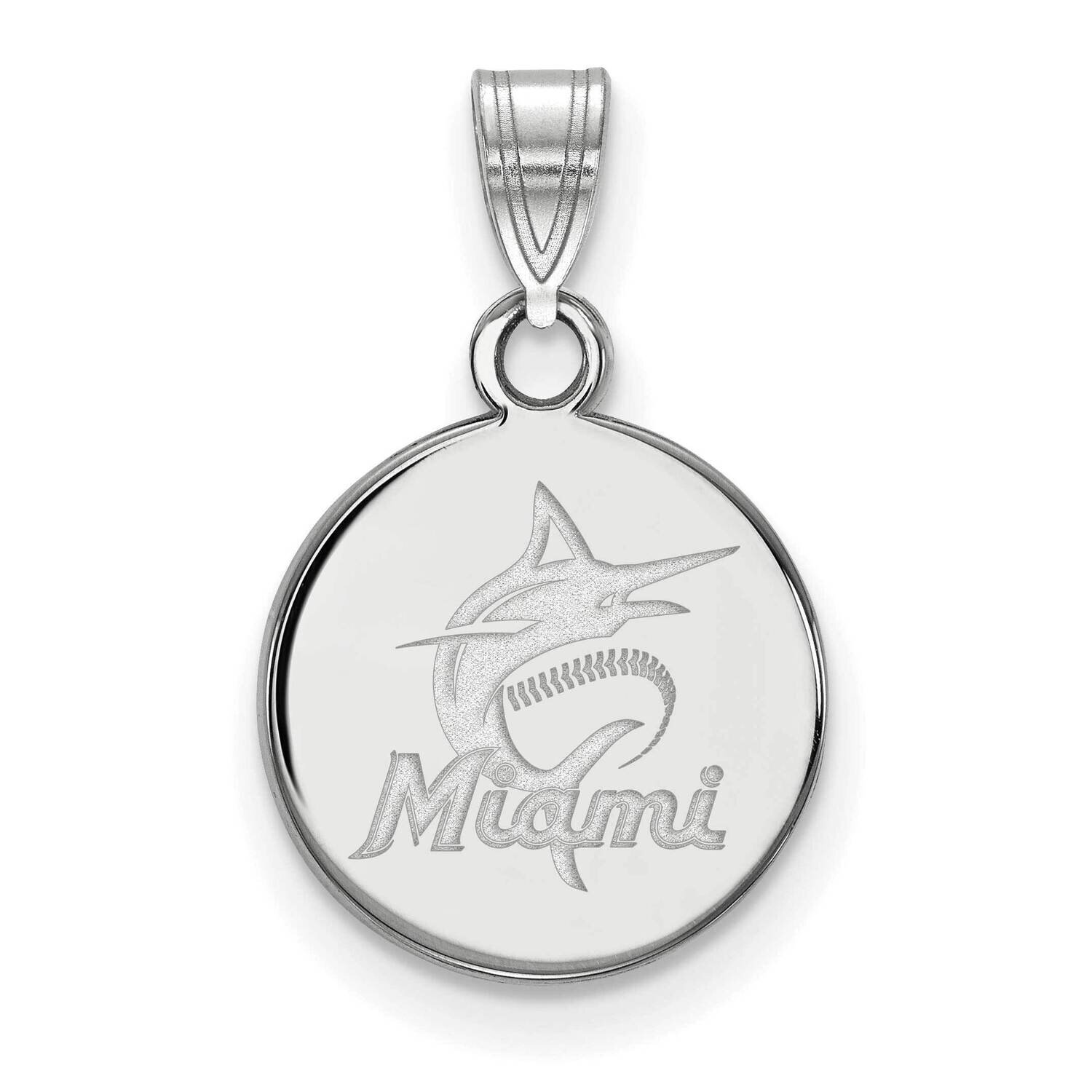 MLB Miami Marlins Small Disc Pendant Sterling Silver Rhodium-plated SS026MIN