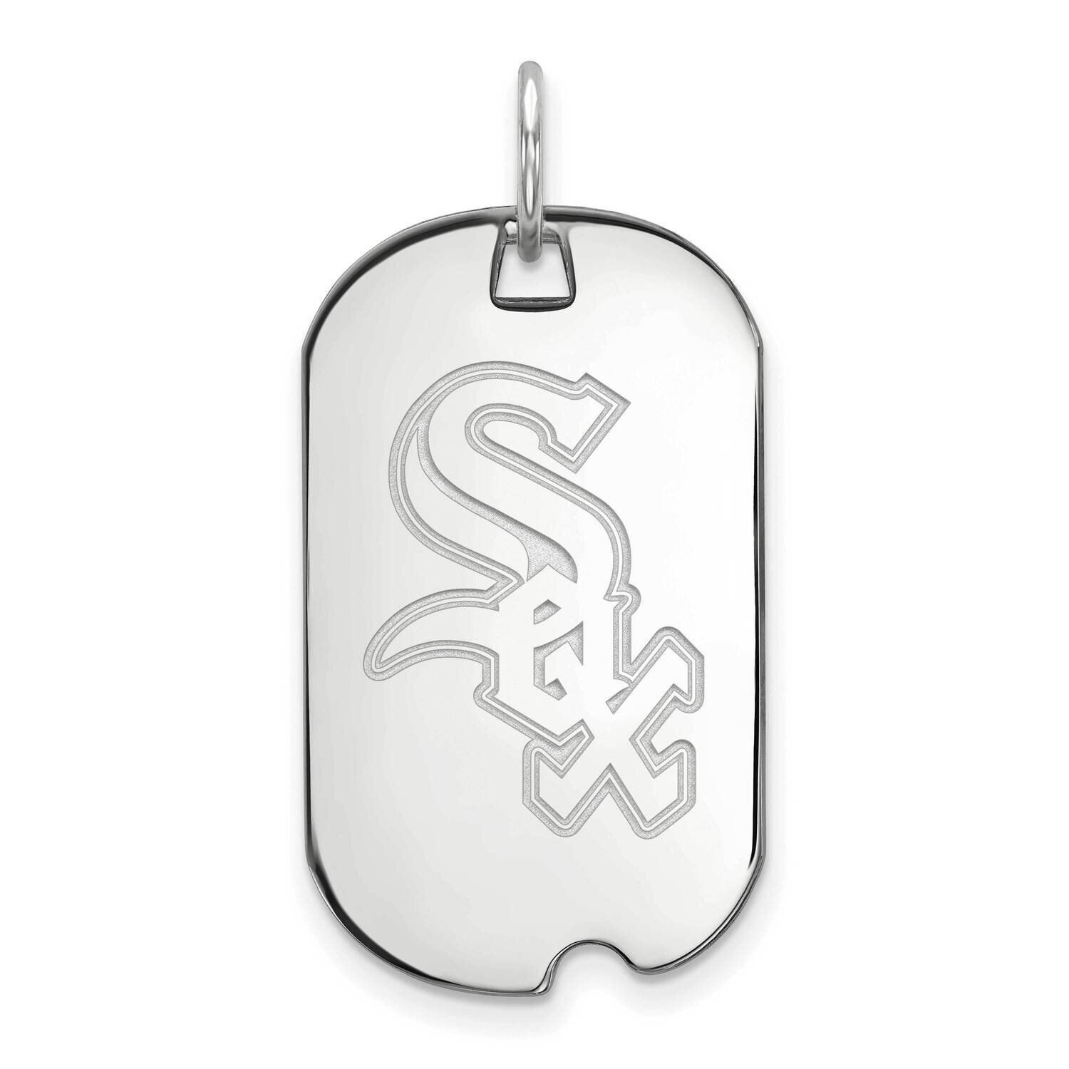 MLB Chicago White Sox Small Dog Tag Pendant Sterling Silver Rhodium-plated SS026WHI