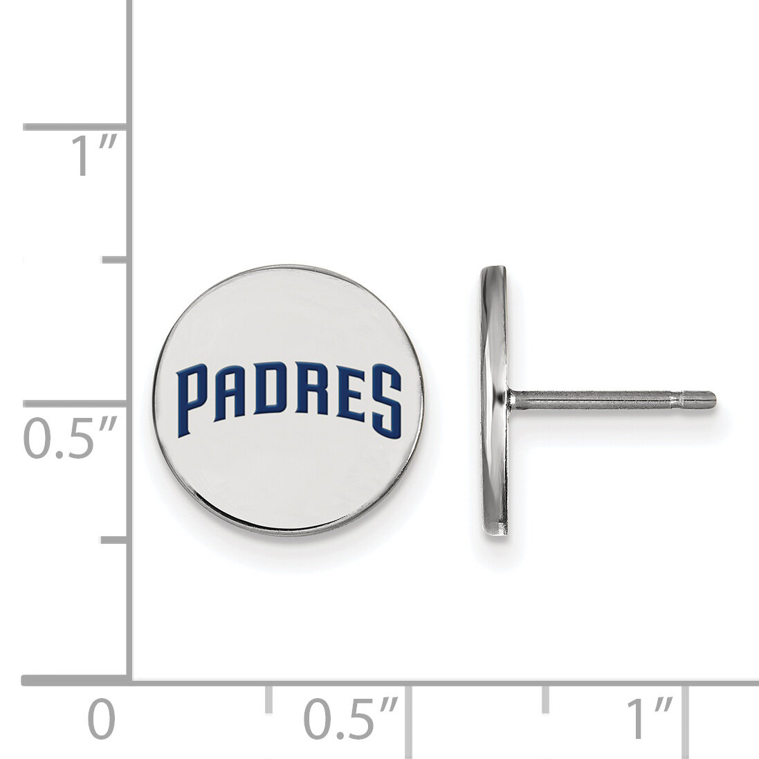 MLB San Diego Padres Small Enamel Disc Earrings Sterling Silver Rhodium-plated SS027PAD, MPN: SS027…