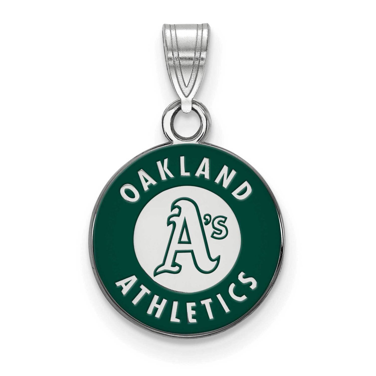 MLB Oakland Athletics Small Enamel Pendant Sterling Silver Rhodium-plated SS028ATH