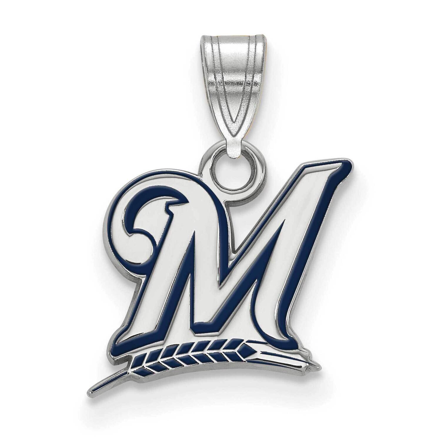 MLB Milwaukee Brewers Small Enamel Pendant Sterling Silver Rhodium-plated SS031BRE, MPN: SS031BRE, …