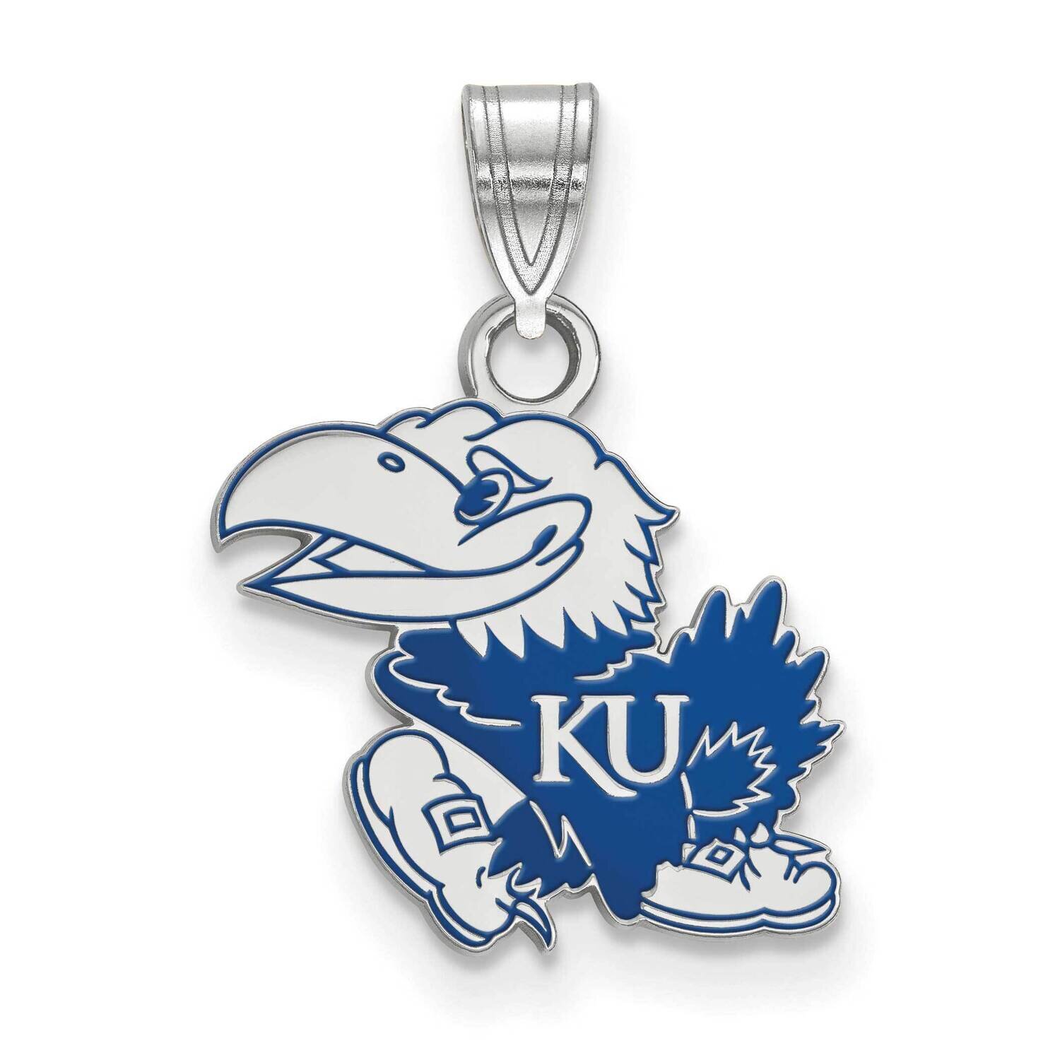 The University of Kansas Medium Enamel Pendant Sterling Silver Rhodium-plated SS033UKS, MPN: SS033U…