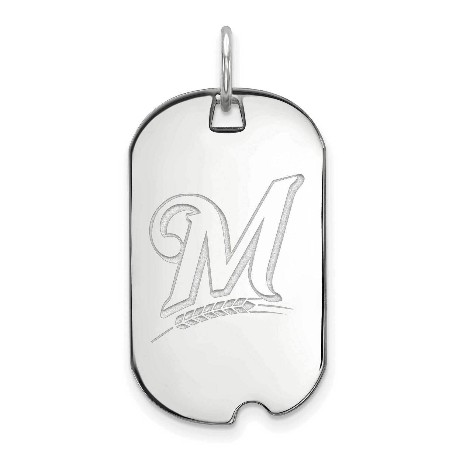 MLB Milwaukee Brewers Small Dog Tag Pendant Sterling Silver Rhodium-plated SS034BRE