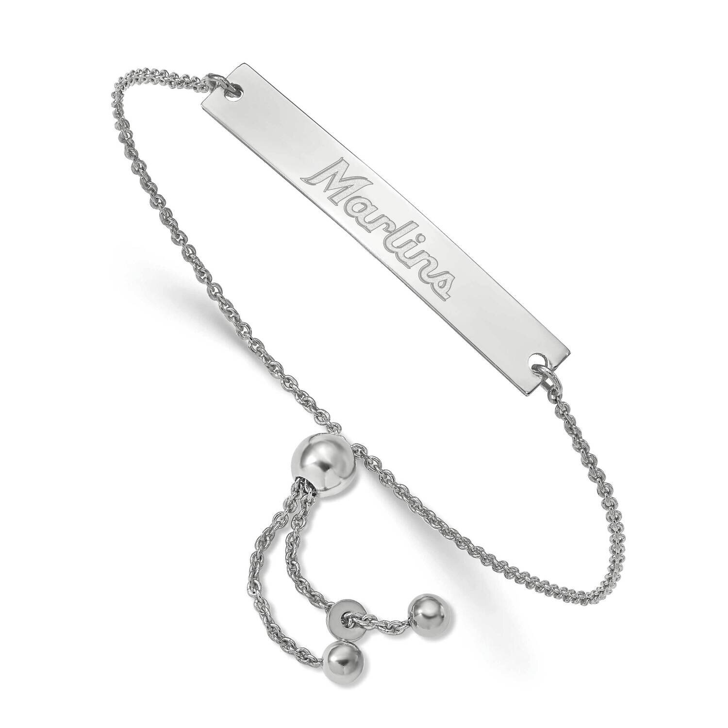 Miami Marlins Bar Adjustable Bracelet Team Script Sterling Silver SS040MIN-9