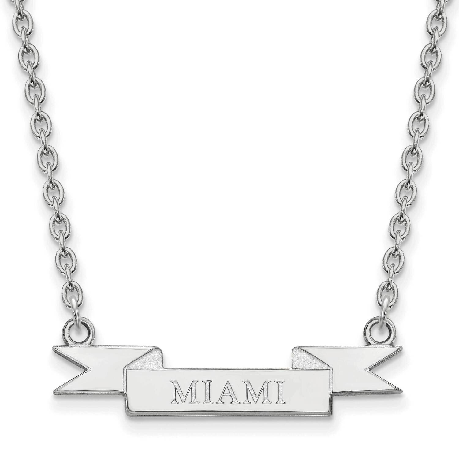 Miami University Small Banner Pendant with Necklace Sterling Silver Rhodium-plated SS040MU-18, MPN:…