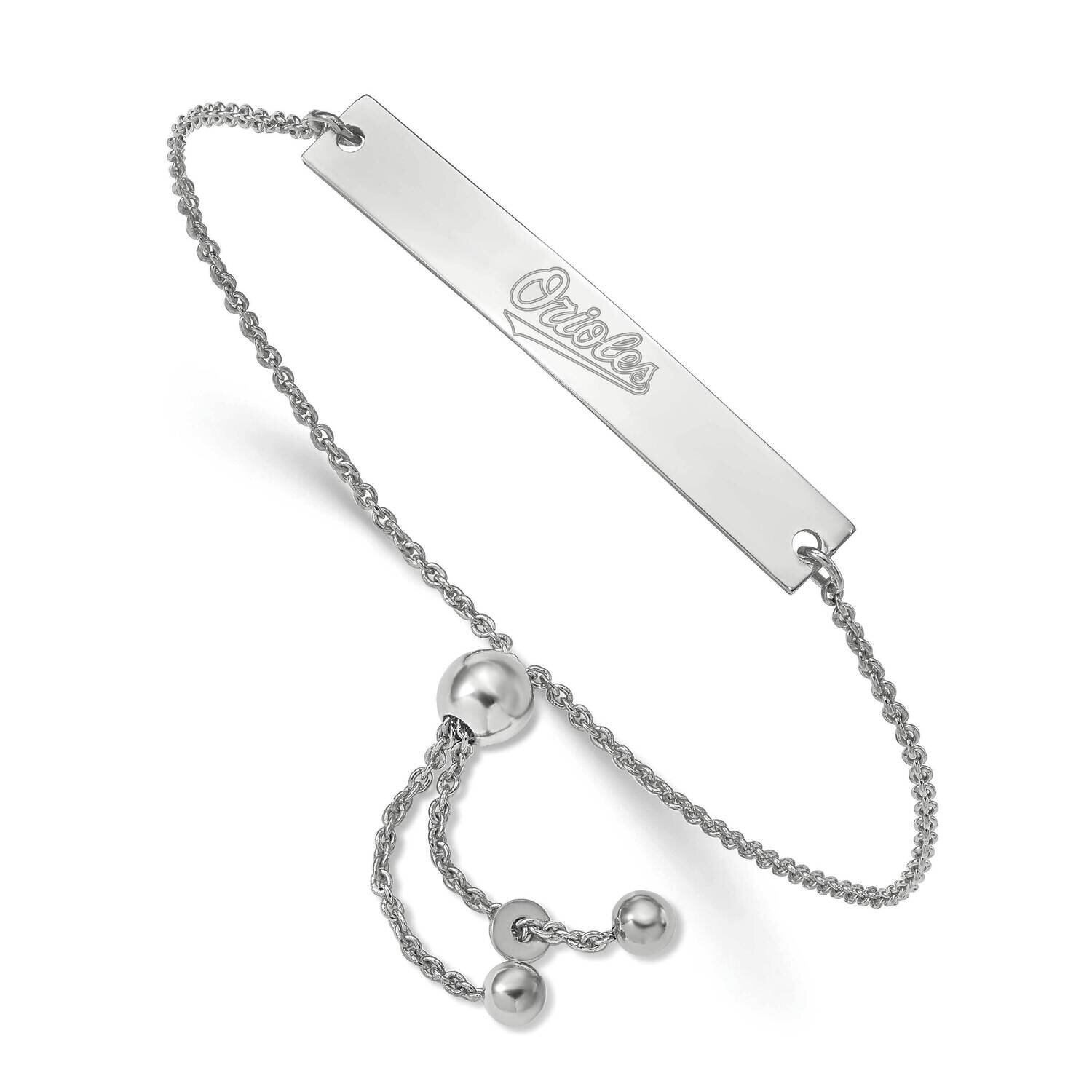 Baltimore Orioles Bar Adjustable Bracelet Team Script Sterling Silver SS040ORI-9