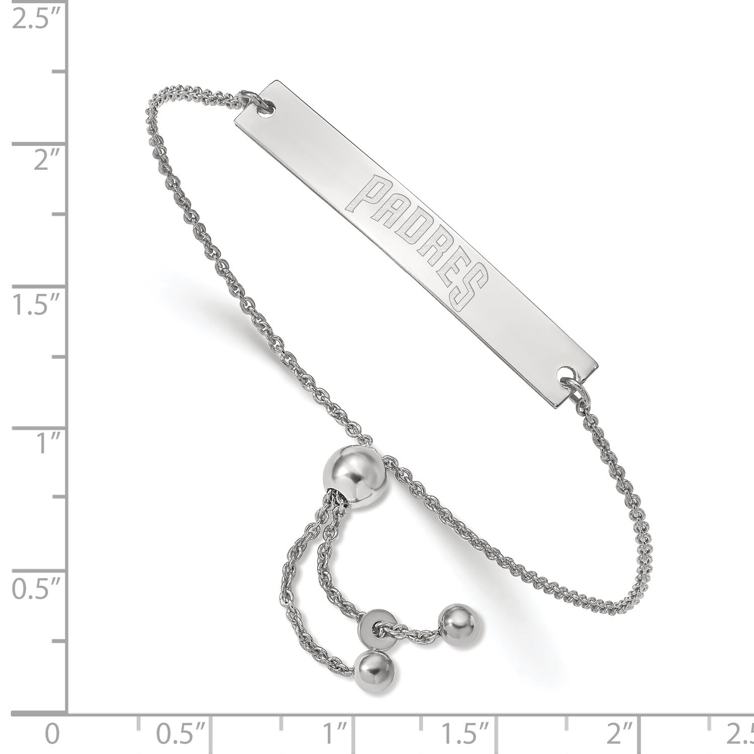 San Diego Padres Bar Adjustable Bracelet Team Script Sterling Silver SS040PAD-9