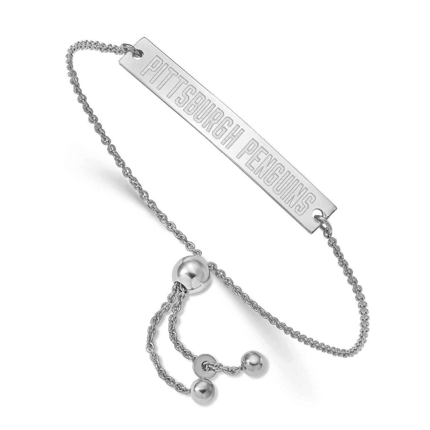 Pittsburh Penguins Small Bar Adjustable Bracelet Sterling Silver SS040PEN-9