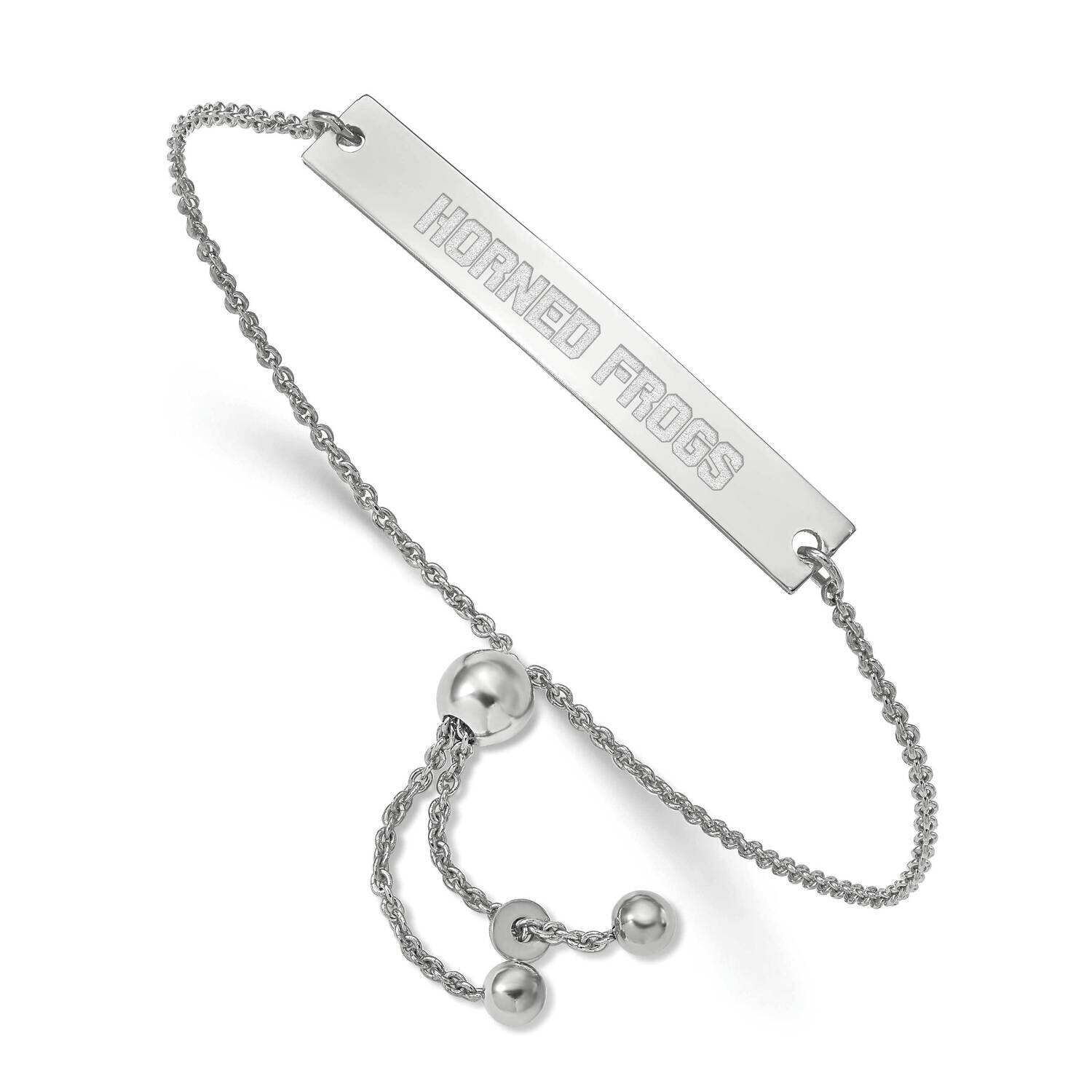 Texas Christian University Small Bar Adjustable Bracelet Sterling Silver SS049TCU-9