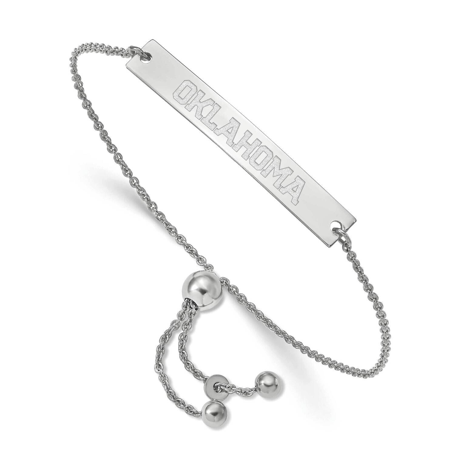 The University of Oklahoma Small Bar Adjustable Bracelet Sterling Silver SS062UOK-9, MPN: SS062UOK-…