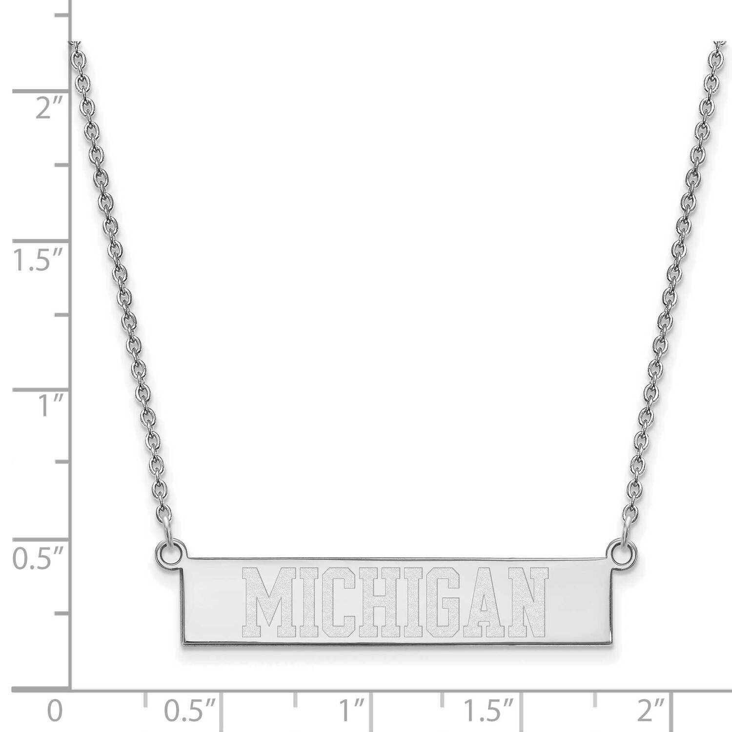 The University of Michigan Small Bar Necklace Sterling Silver Rhodium-plated SS063UM-18