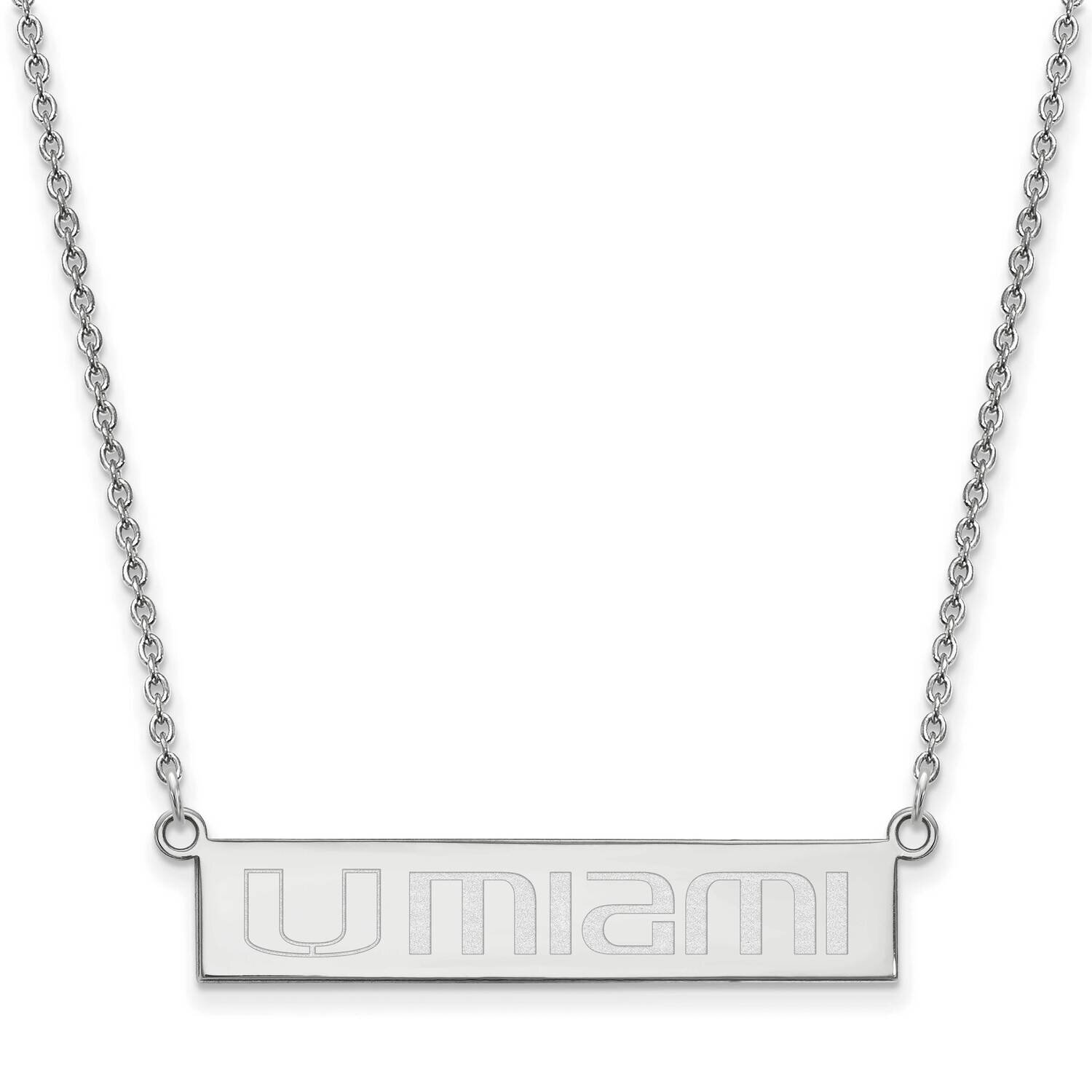 University of Miami Florida Small Bar Necklace Sterling Silver Rhodium-plated SS071UMF-18, MPN: SS0…