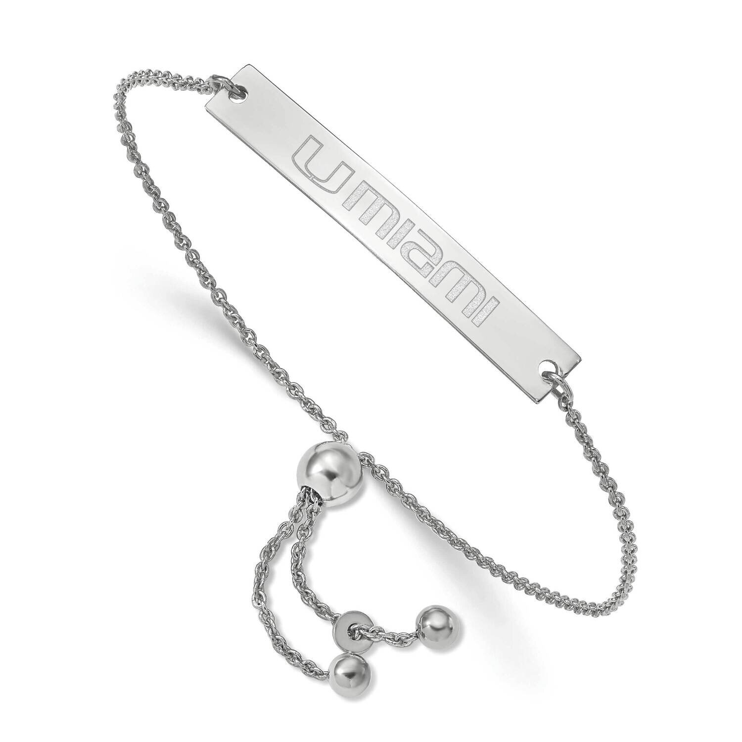 University of Miami Florida Small Bar Adjustable Bracelet Sterling Silver SS072UMF-9, MPN: SS072UMF…