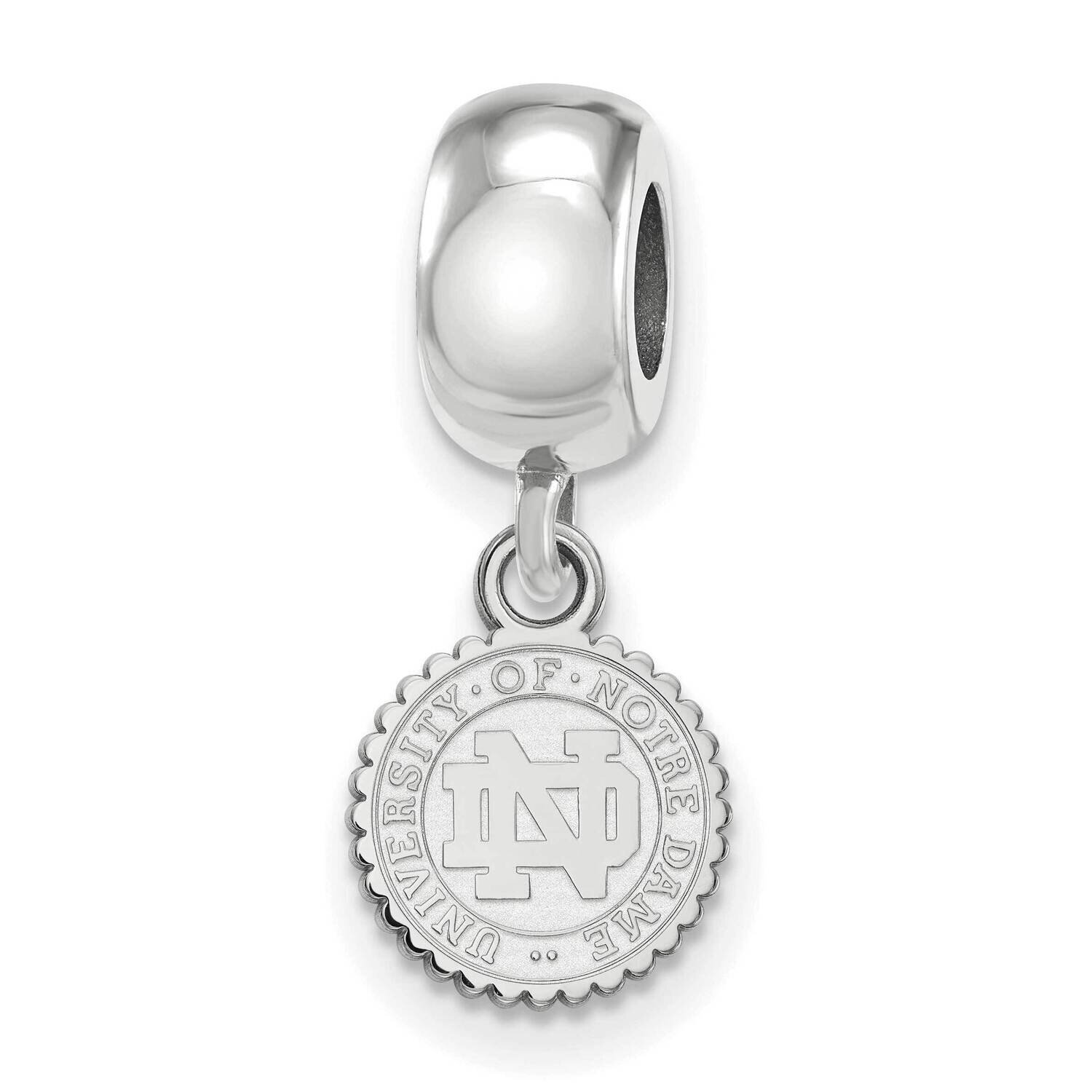 La University of Notre Dame Bead Charm Extra-Small Dangle Sterling Silver Rhodium-plated SS073UND