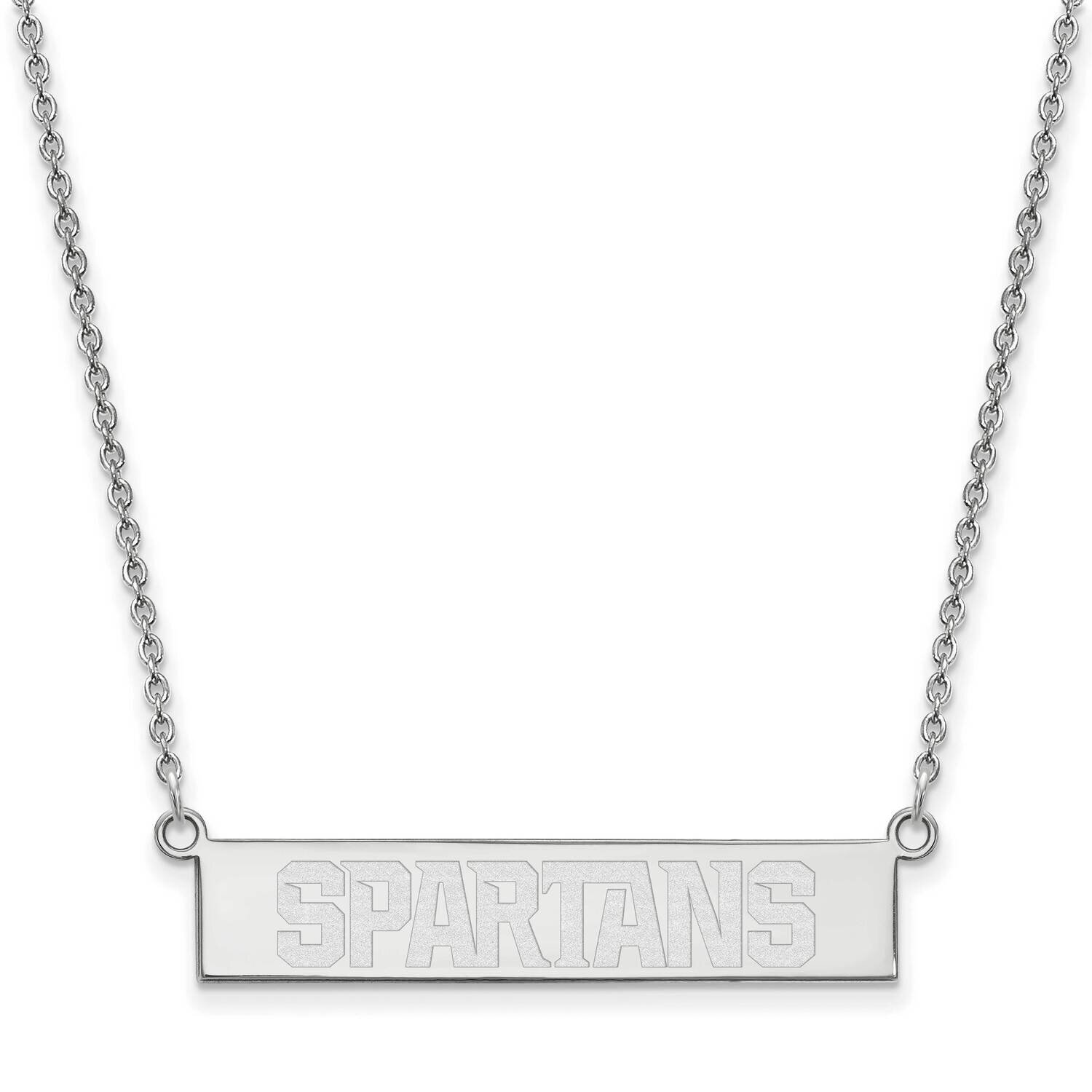 Michigan State University Small Bar Necklace Sterling Silver Rhodium-plated SS079MIS-18, MPN: SS079…