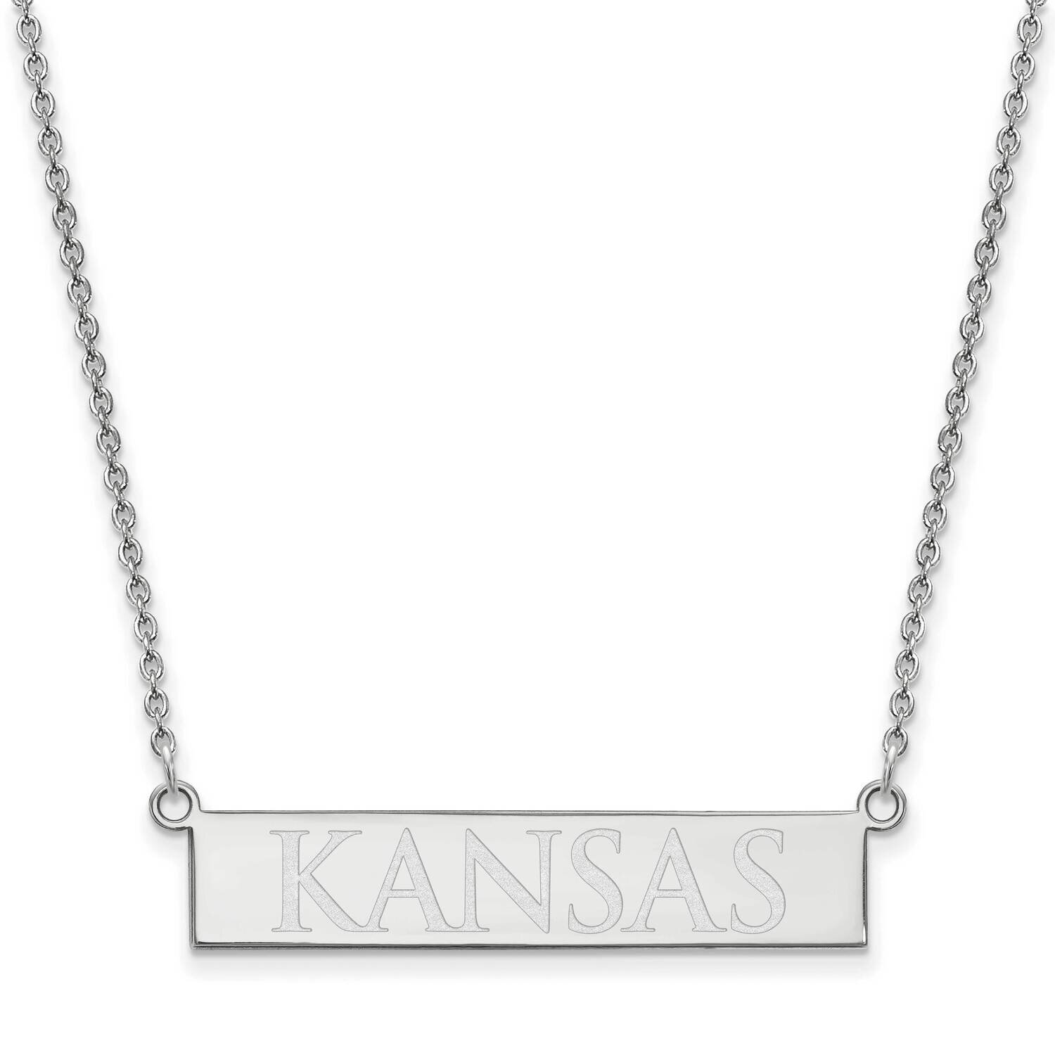 The University of Kansas Small Bar Necklace Sterling Silver Rhodium-plated SS079UKS-18, MPN: SS079U…
