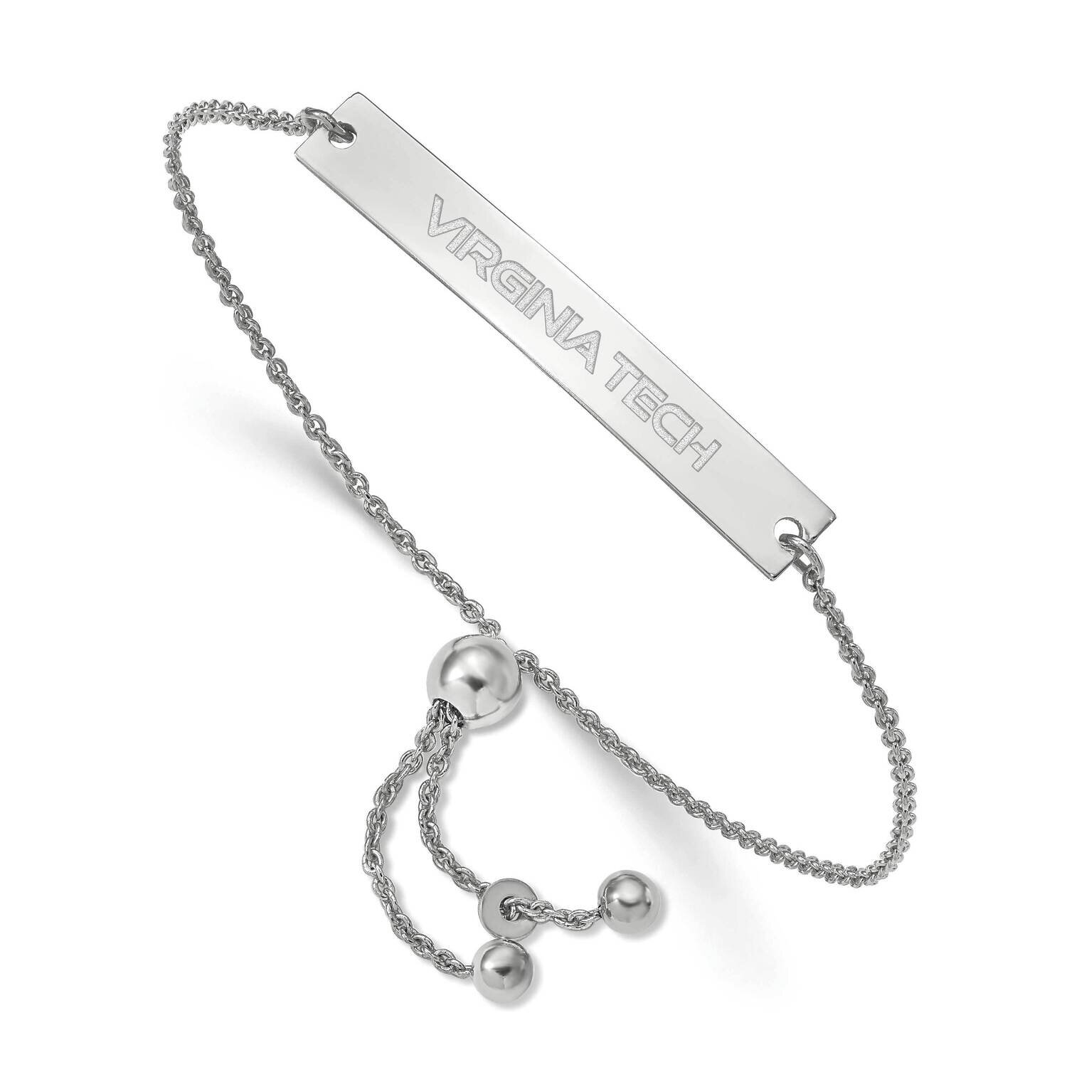Virginia Tech Small Bar Adjustable Bracelet Sterling Silver SS083VTE-9