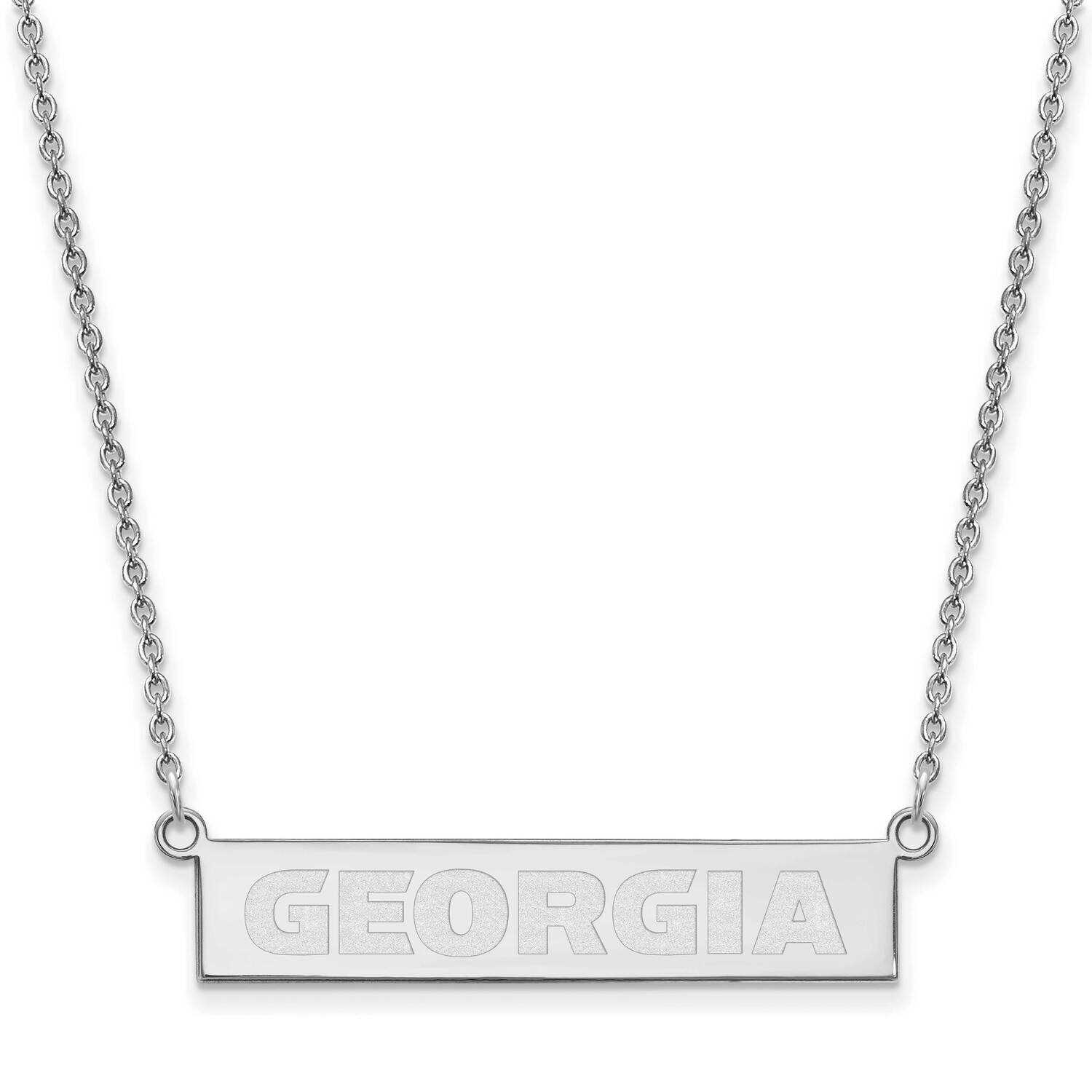 University of Georgia Small Bar Necklace Sterling Silver Rhodium-plated SS084UGA-18, MPN: SS084UGA-…