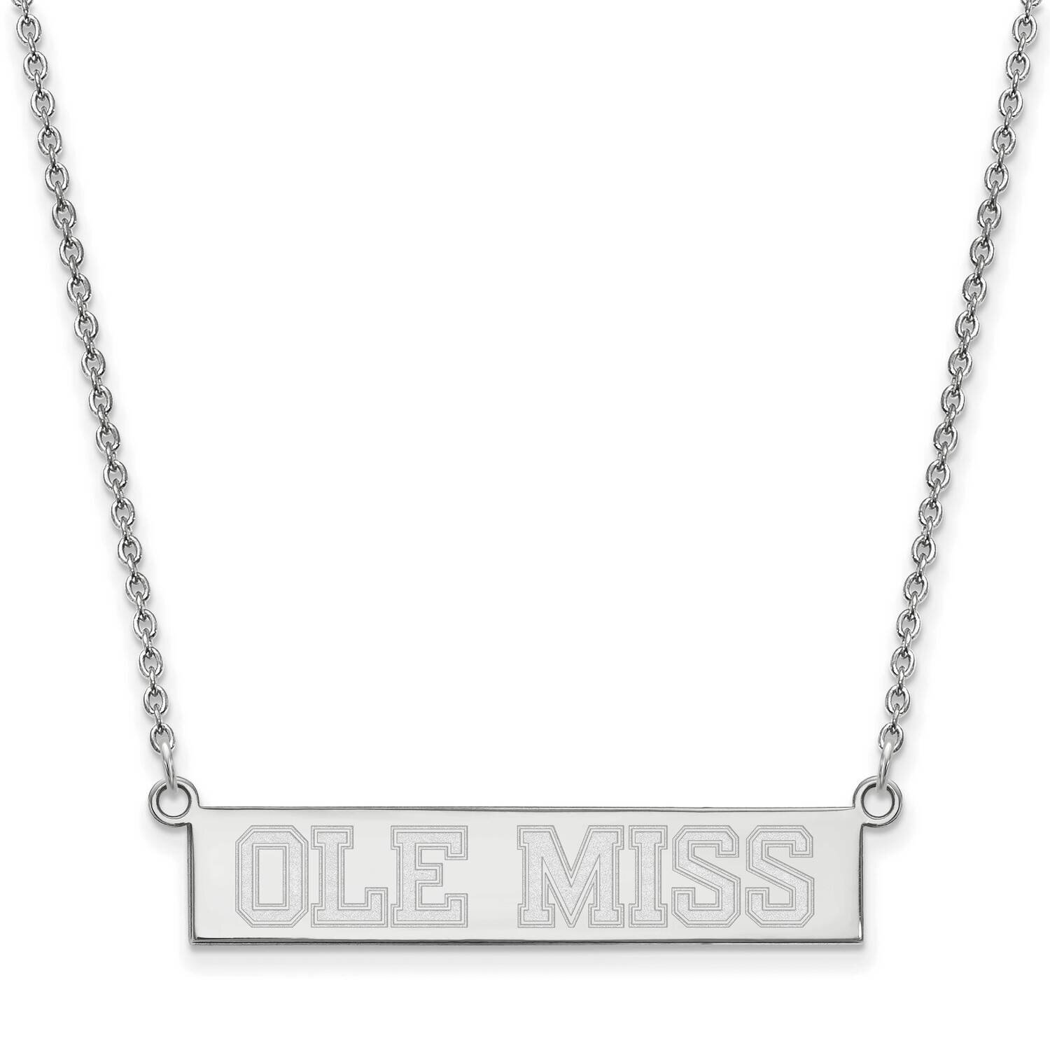 University of Mississippi Small Bar Necklace Ole Miss Sterling Silver Rhodium-plated SS085UMS-18, M…