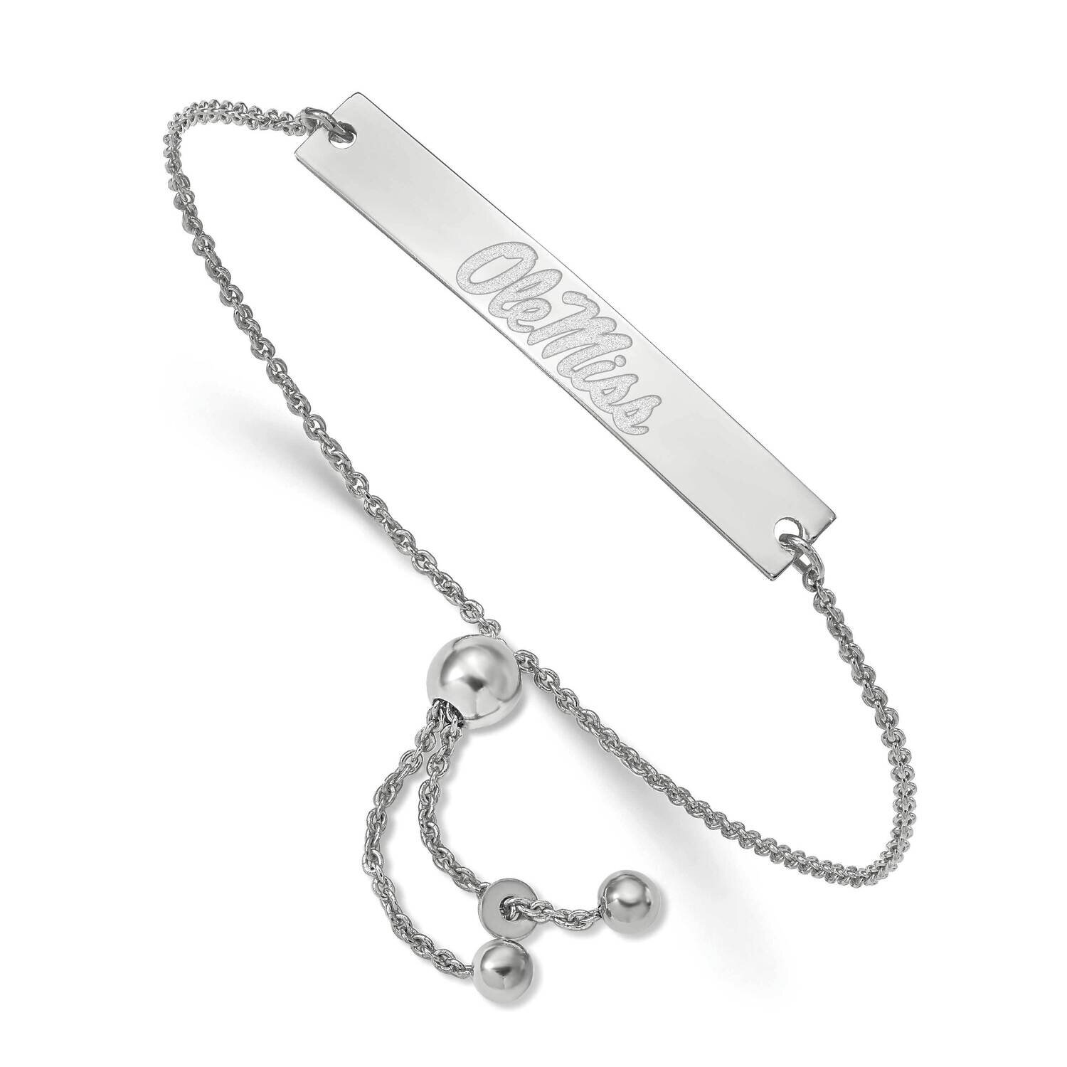 University of Mississippi Small Bar Adjustable Bracelet Sterling Silver SS086UMS-9