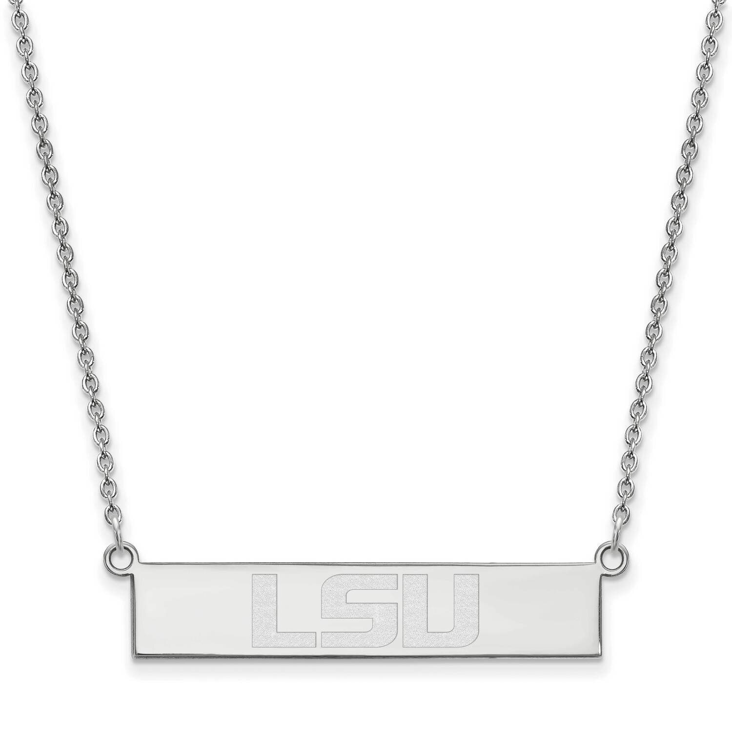 Lsu Small Bar Necklace Sterling Silver Rhodium-plated SS095LSU-18