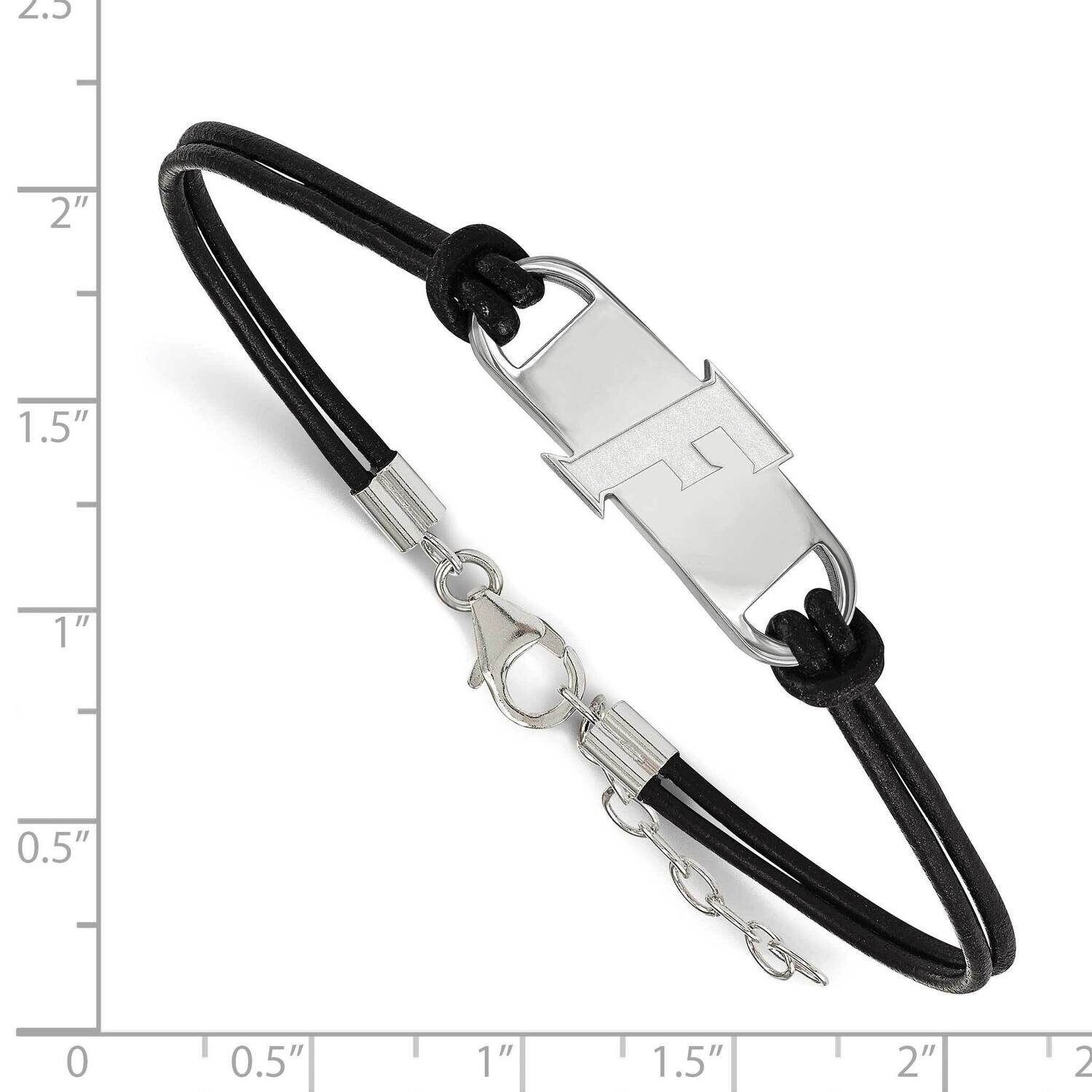 University of Florida Small Center Leather Bracelet Sterling Silver Rhodium-plated SS095UFL-7, MPN:…