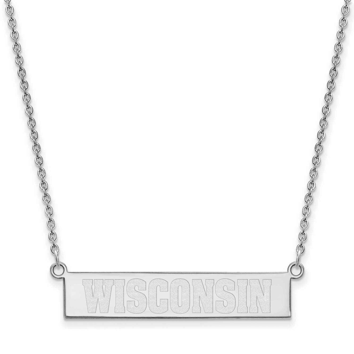 University of Wisconsin Small Bar Necklace Sterling Silver Rhodium-plated SS099UWI-18, MPN: SS099UW…