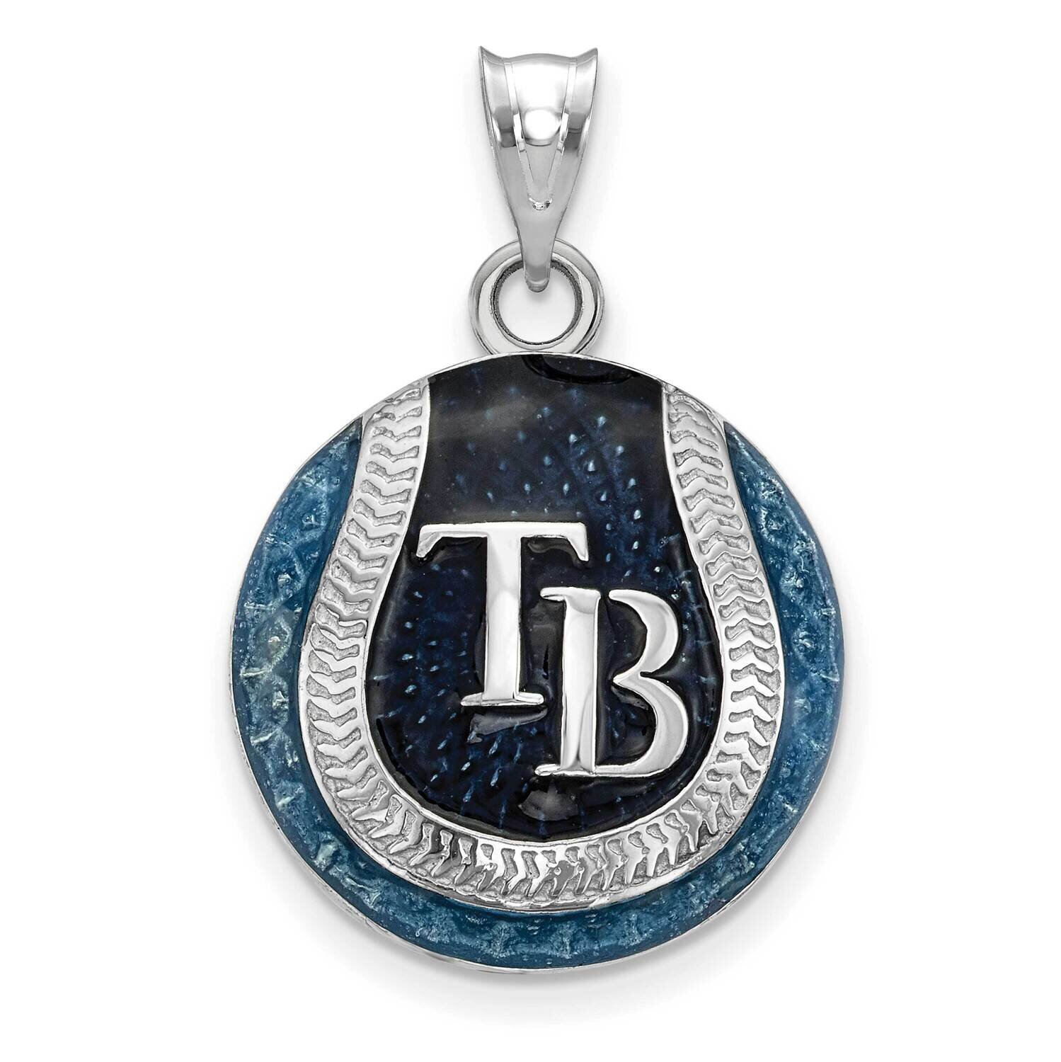 MLB Tampa Bay Rays Dome Enamel Baseball Pendant Sterling Silver Rhodium-plated SS519DEV, MPN: SS519…