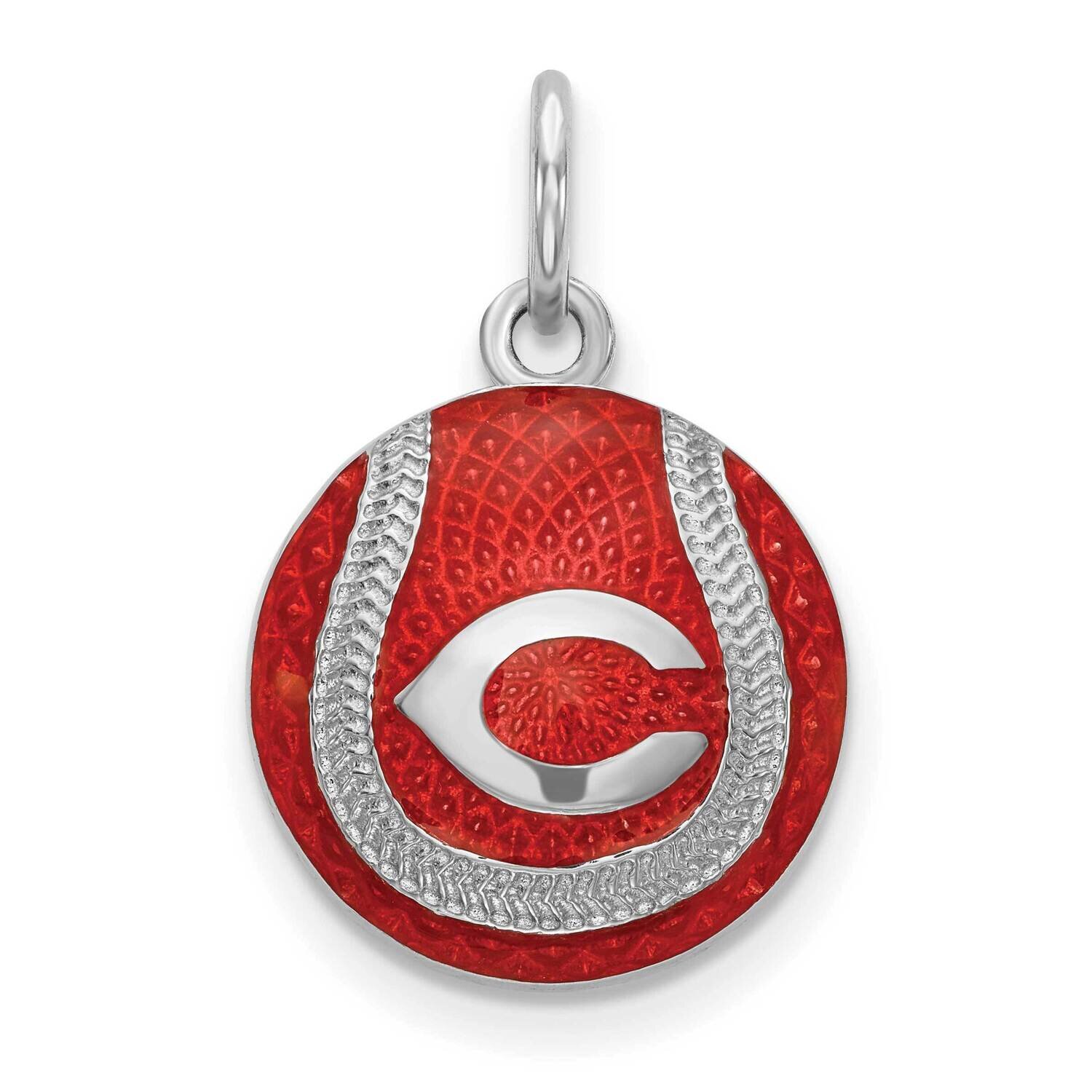 MLB Cincinnati Reds Enameled Baseball Charm Sterling Silver Rhodium-plated SS520RDS