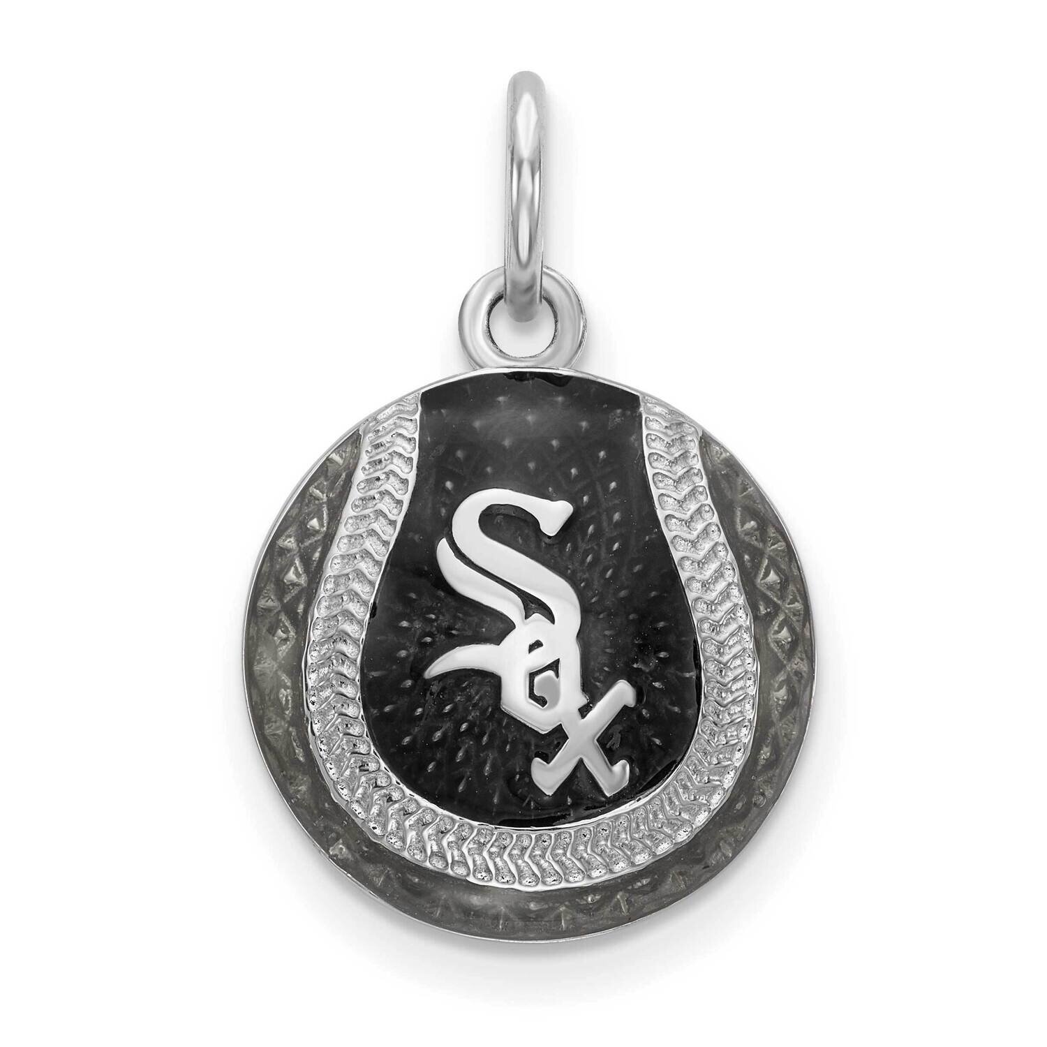 MLB Chicago White Sox Enameled Baseball Charm Sterling Silver Rhodium-plated SS520WHI
