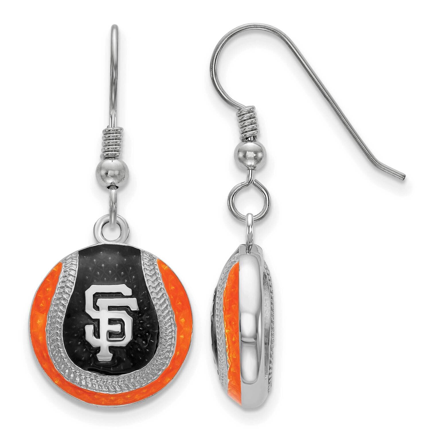 MLB San Francisco Giants Enamel Baseball Earrings Sterling Silver Rhodium-plated SS521GIT, MPN: SS5…