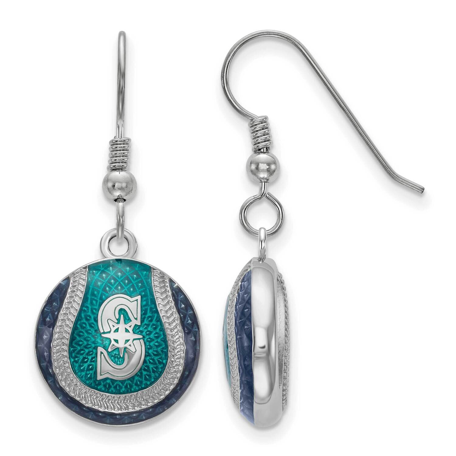 MLB Seattle Mariners Domed Enamel Earrings Sterling Silver Rhodium-plated SS521MRN, MPN: SS521MRN, …