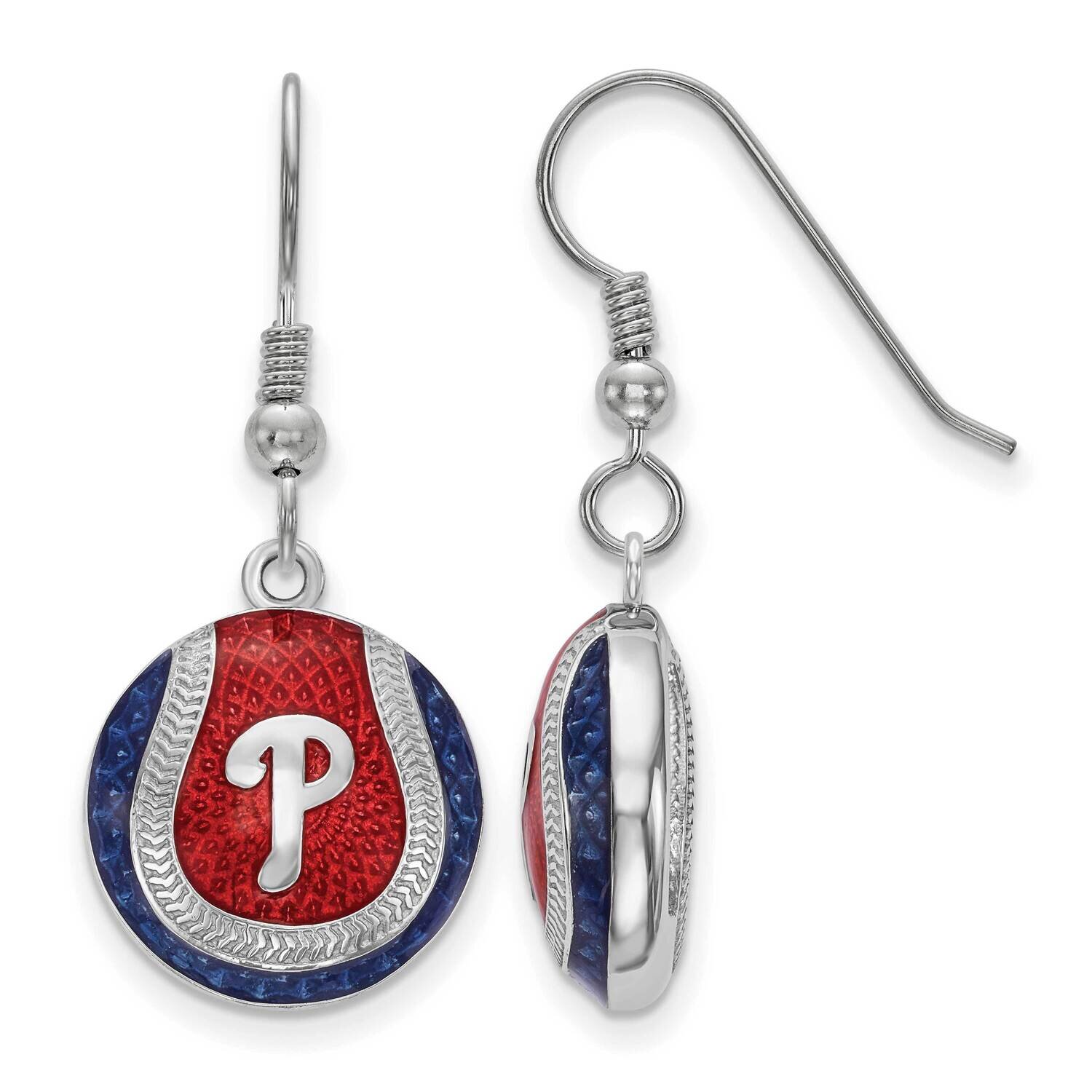 MLB Philadelphia Phillies Enameled Earrings Sterling Silver Rhodium-plated SS521PHI