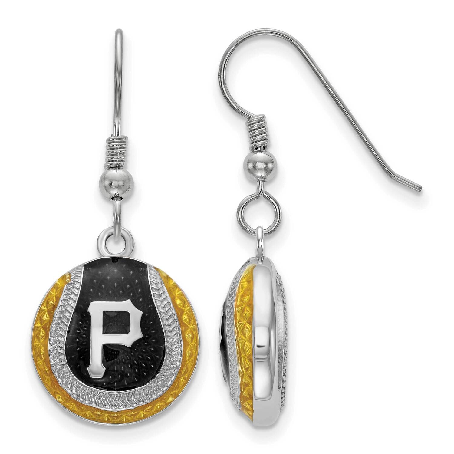 MLB Pittsburgh Pirates Domed Enameled Earrings Sterling Silver Rhodium-plated SS521PIR