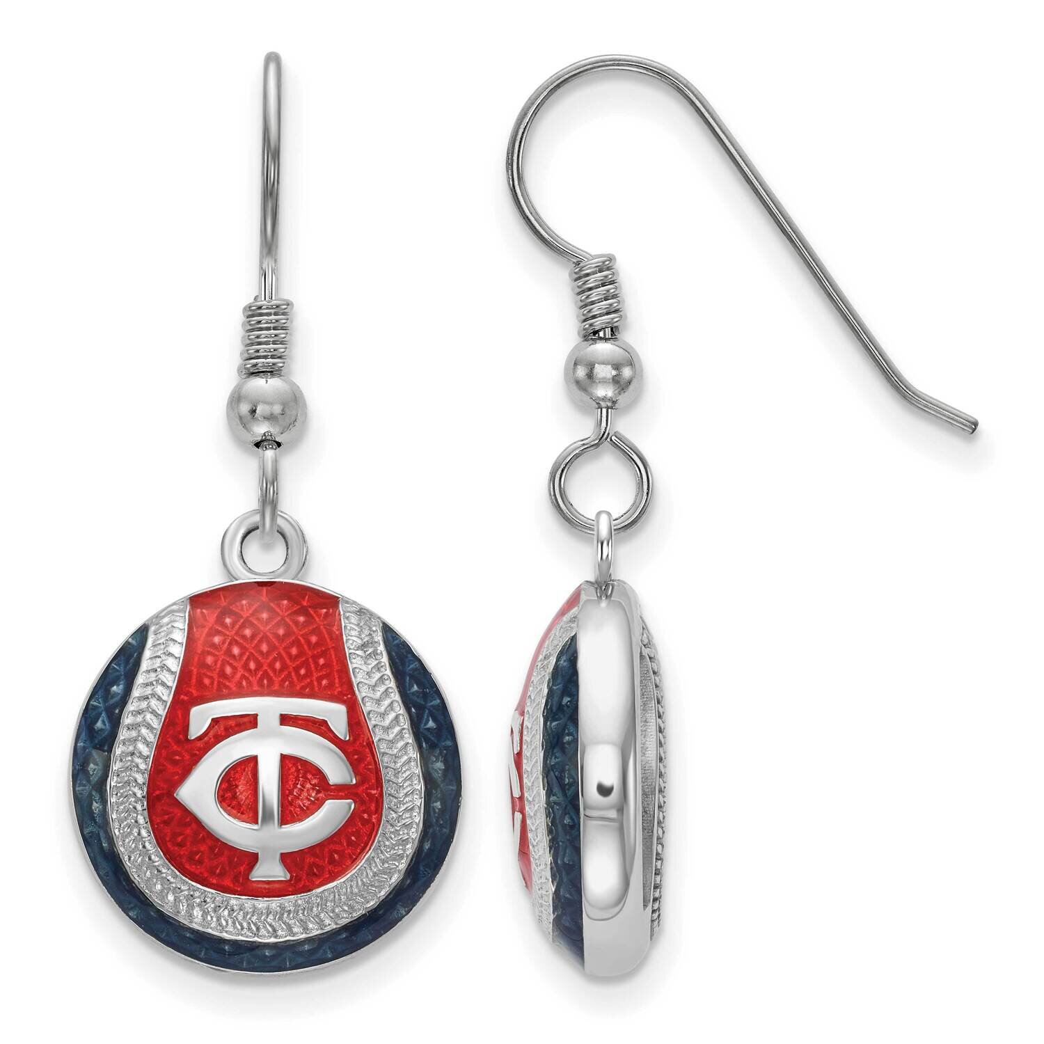 MLB Minnesota Twins Domed Enameled Earrings Sterling Silver Rhodium-plated SS521TWN