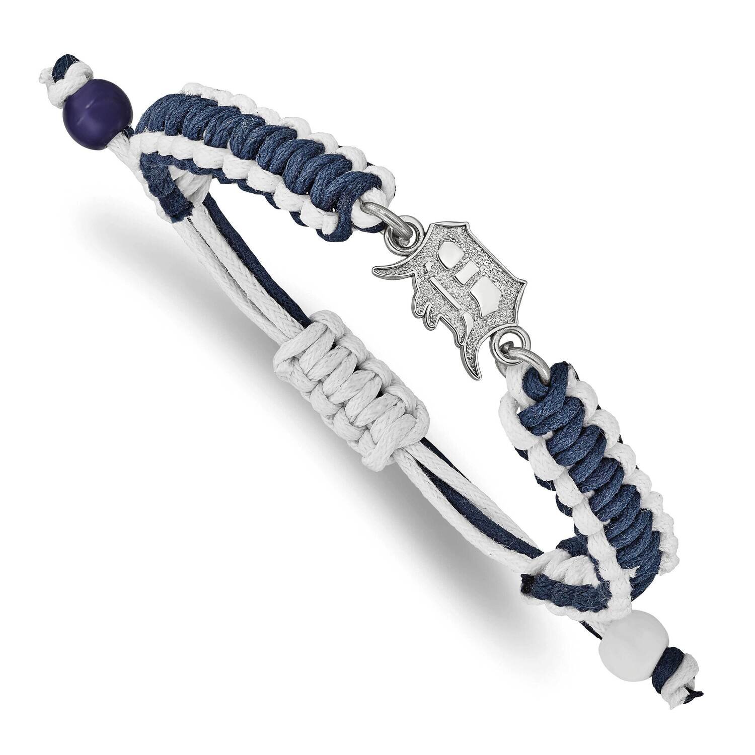 MLB Detroit Tigers Adjustable Cord Bracelet Stainless Steel ST514TIG