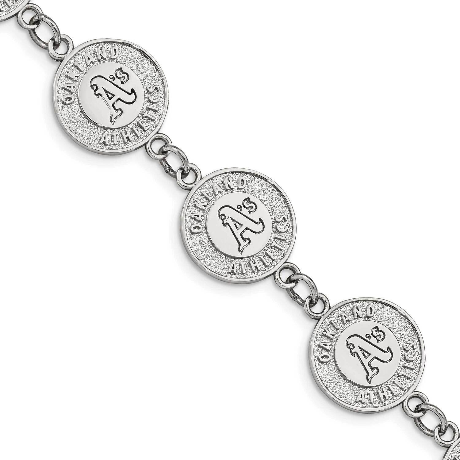 MLB Oakland Athletics Logo with 1.5 In Extender Link Bracelet Stainless Steel ST515ATH, MPN: ST515A…