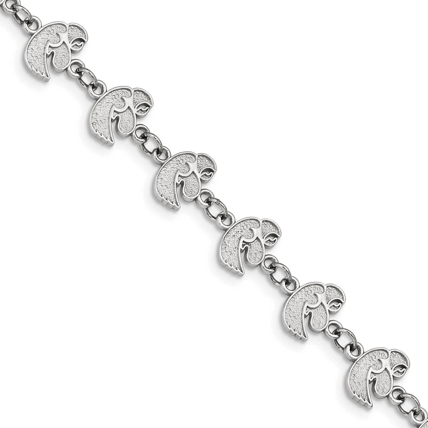 University of Iowa Logo Link with 1.5 In Extender Bracelet Stainless Steel ST515UIA, MPN: ST515UIA,…