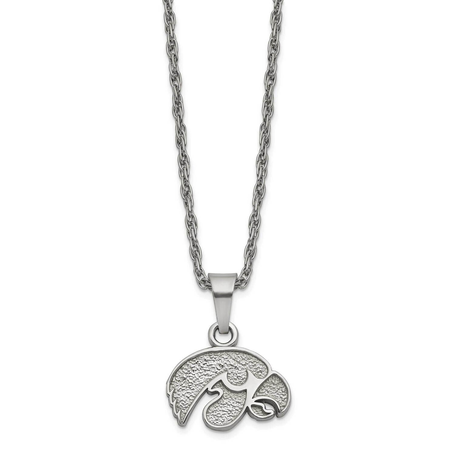 University of Iowa Pendant & Chain with 2 inch Extender Necklace Stainless Steel ST516UIA